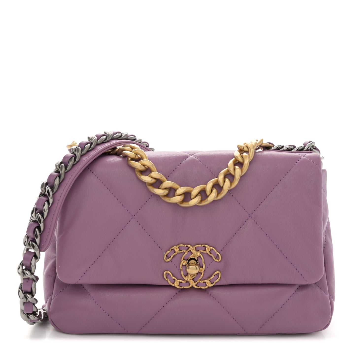 Goatskin Quilted Medium Chanel 19 Flap Purple