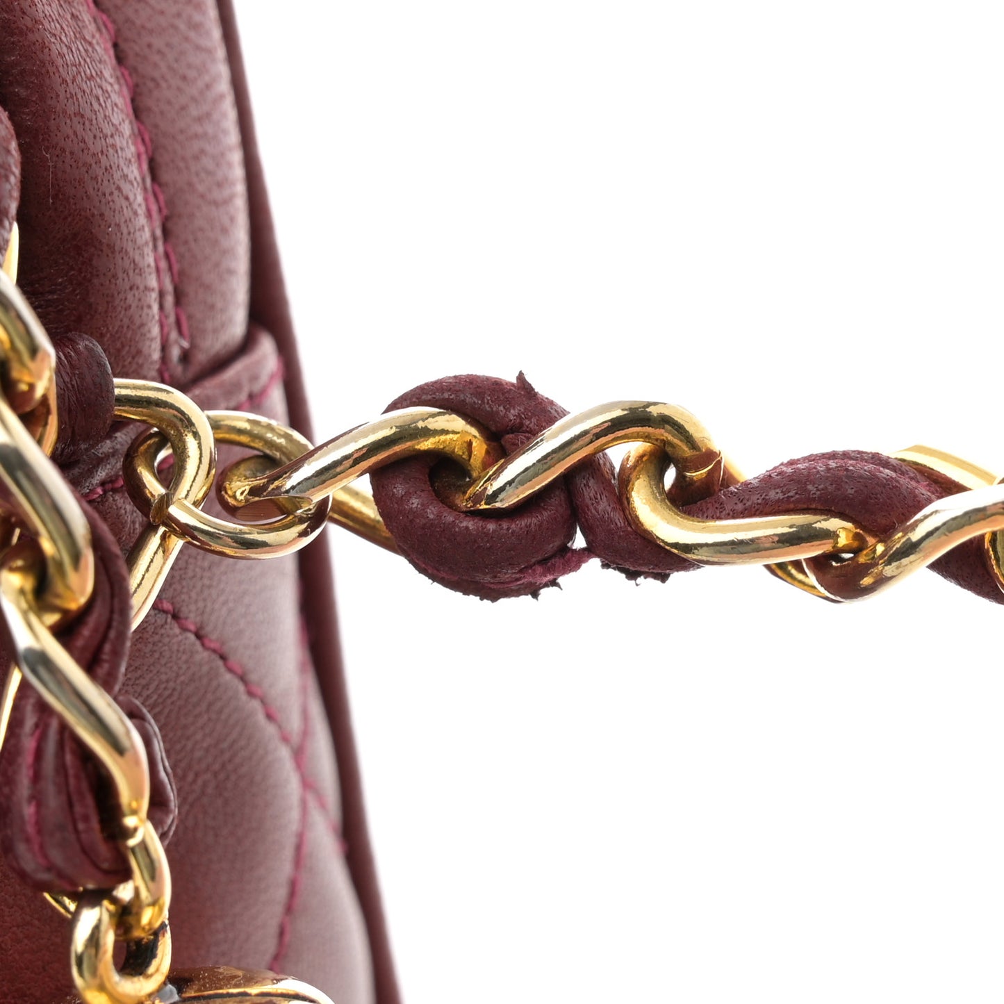 Lambskin Quilted Tassel CC Camera Case Red