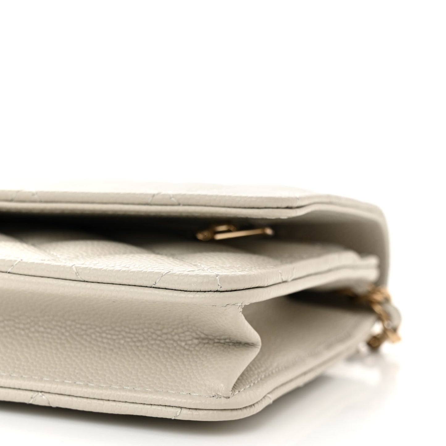 Caviar Quilted Wallet On Chain WOC Light Gray