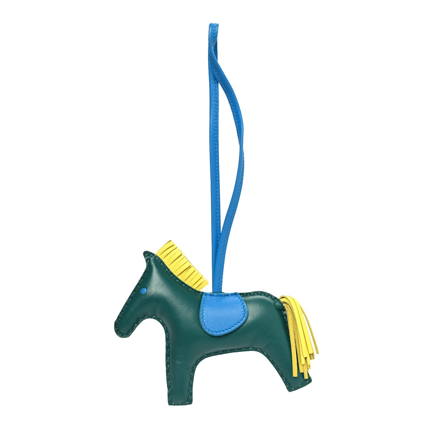Hermes Milo Lambskin Grigri Rodeo Horse Bag Charm MM Malachite 1 of 3