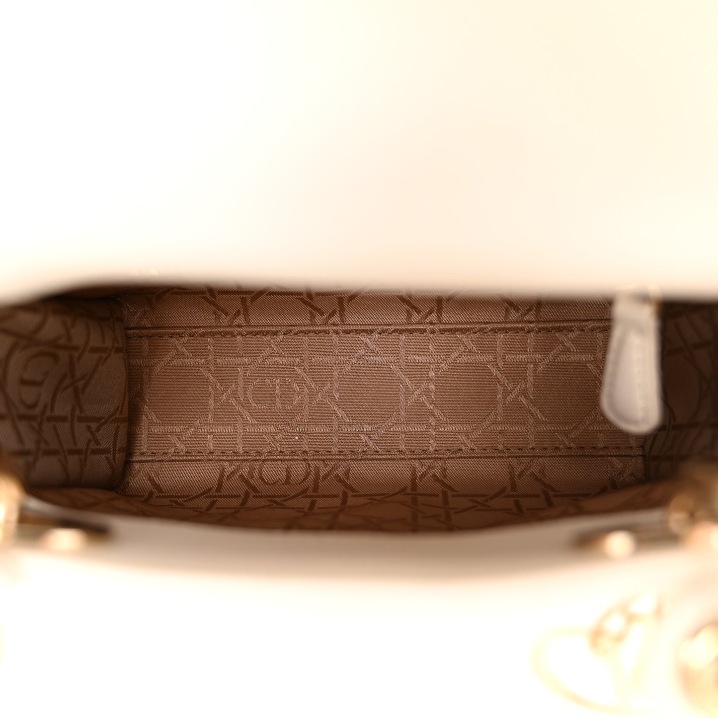 Lambskin Cannage Mini Lady Dior Off White