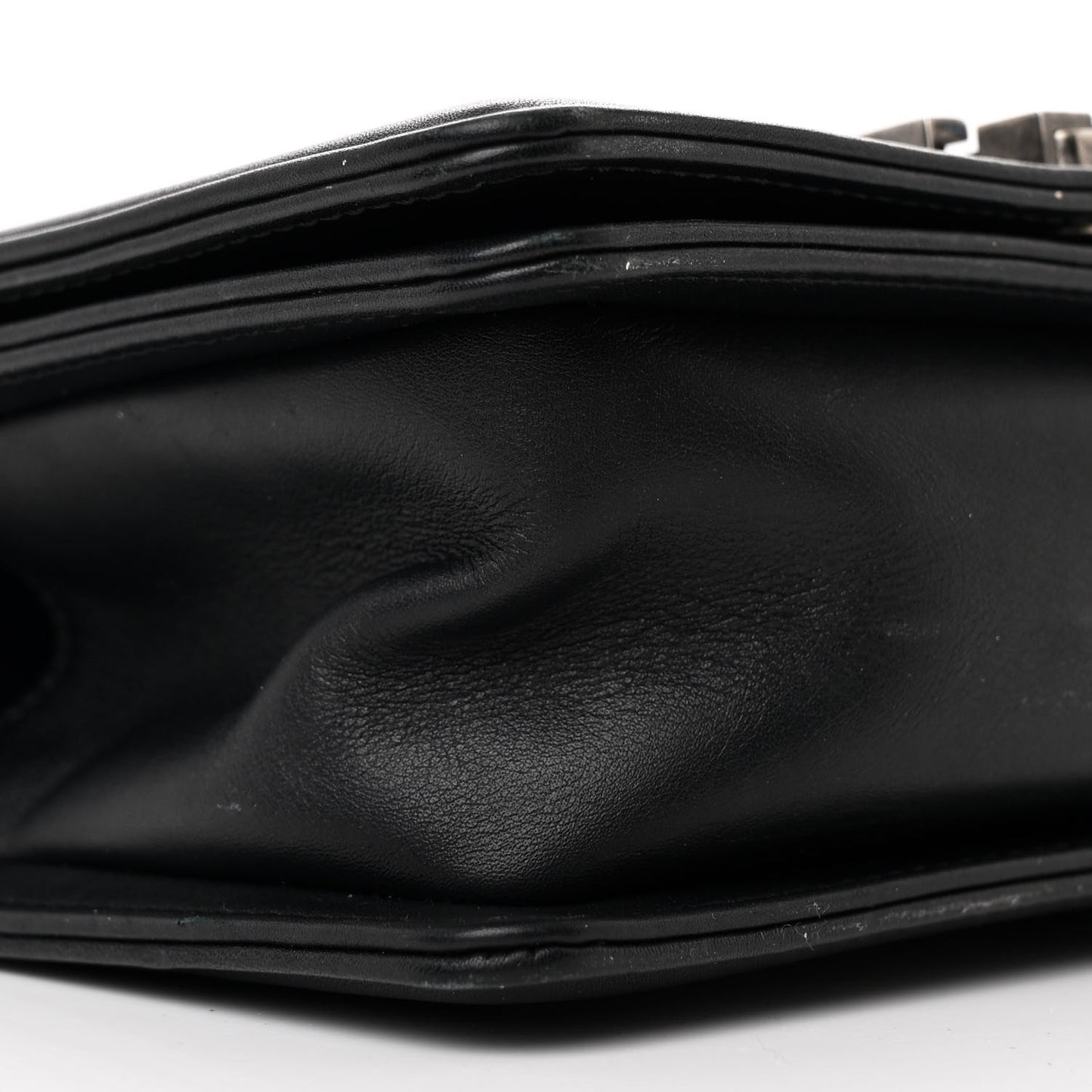 Calfskin Woven Small Boy Flap Black White