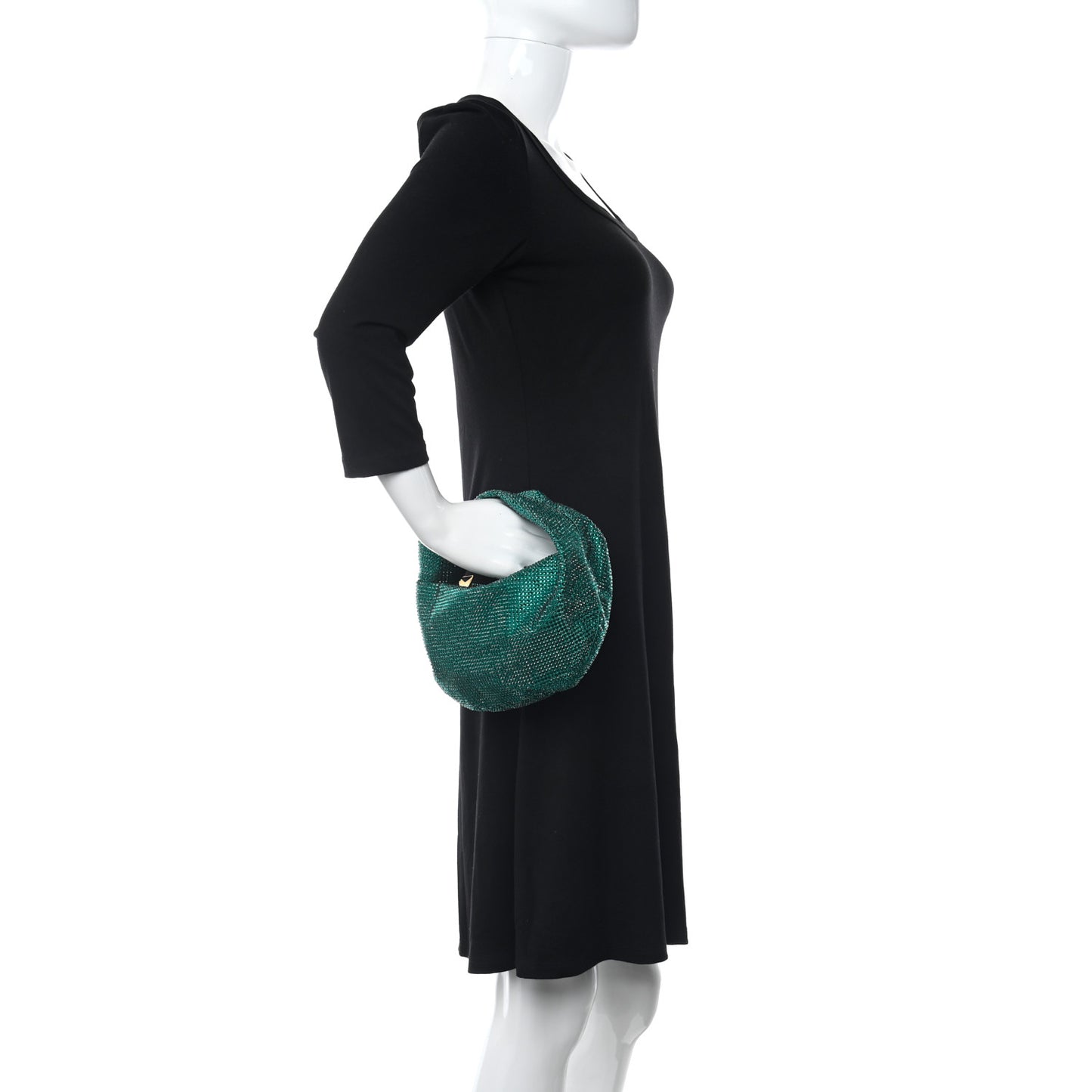 Crystal Embellished Satin Mini Hotfix Jodie Emerald
