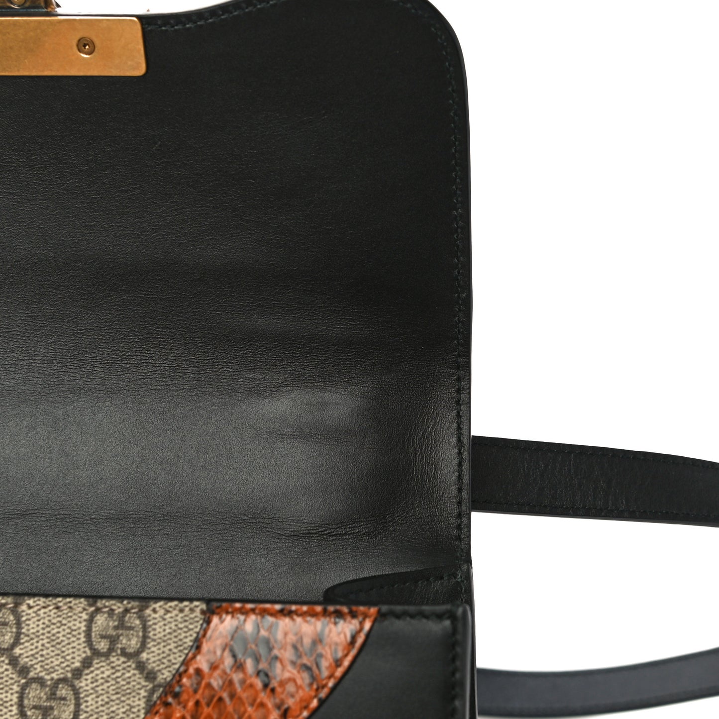 Nappa Elaphe GG Supreme Monogram Medium Osiride Shoulder Bag Black Bright Cuir Beige Ebony