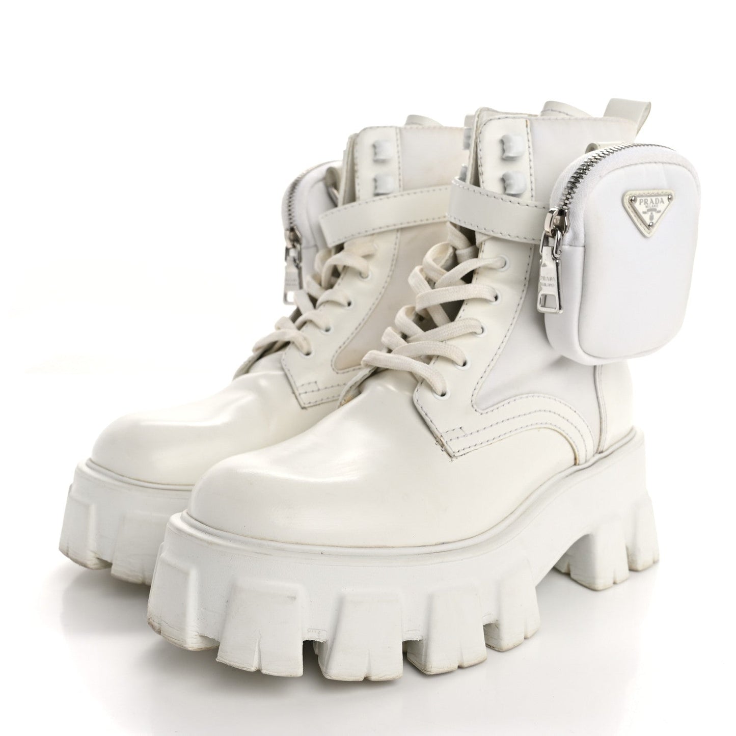 Spazzolato Rois Re-Nylon Metal Triangle Logo Monolith Pouch Pocket 55mm Boots 36 White