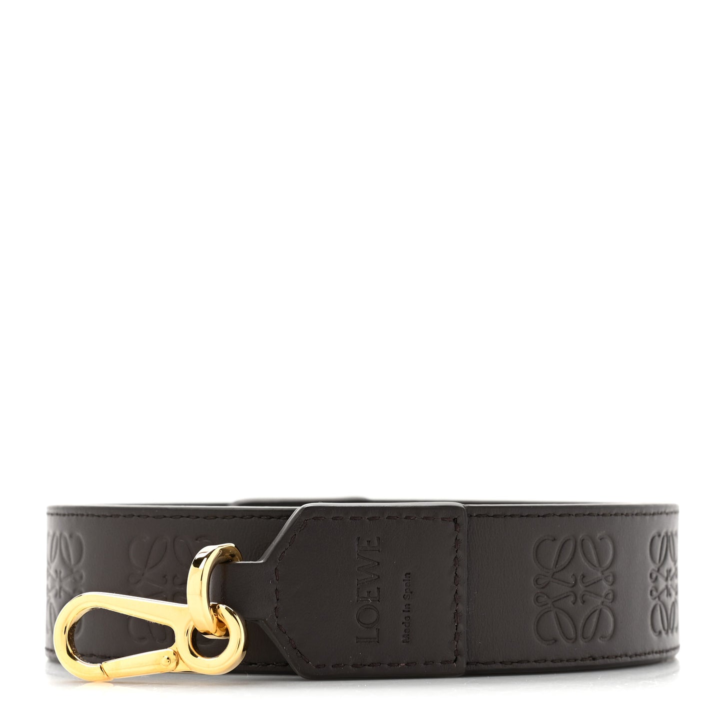 Satin Calfskin Embossed Anagram Strap Dark Chocolate