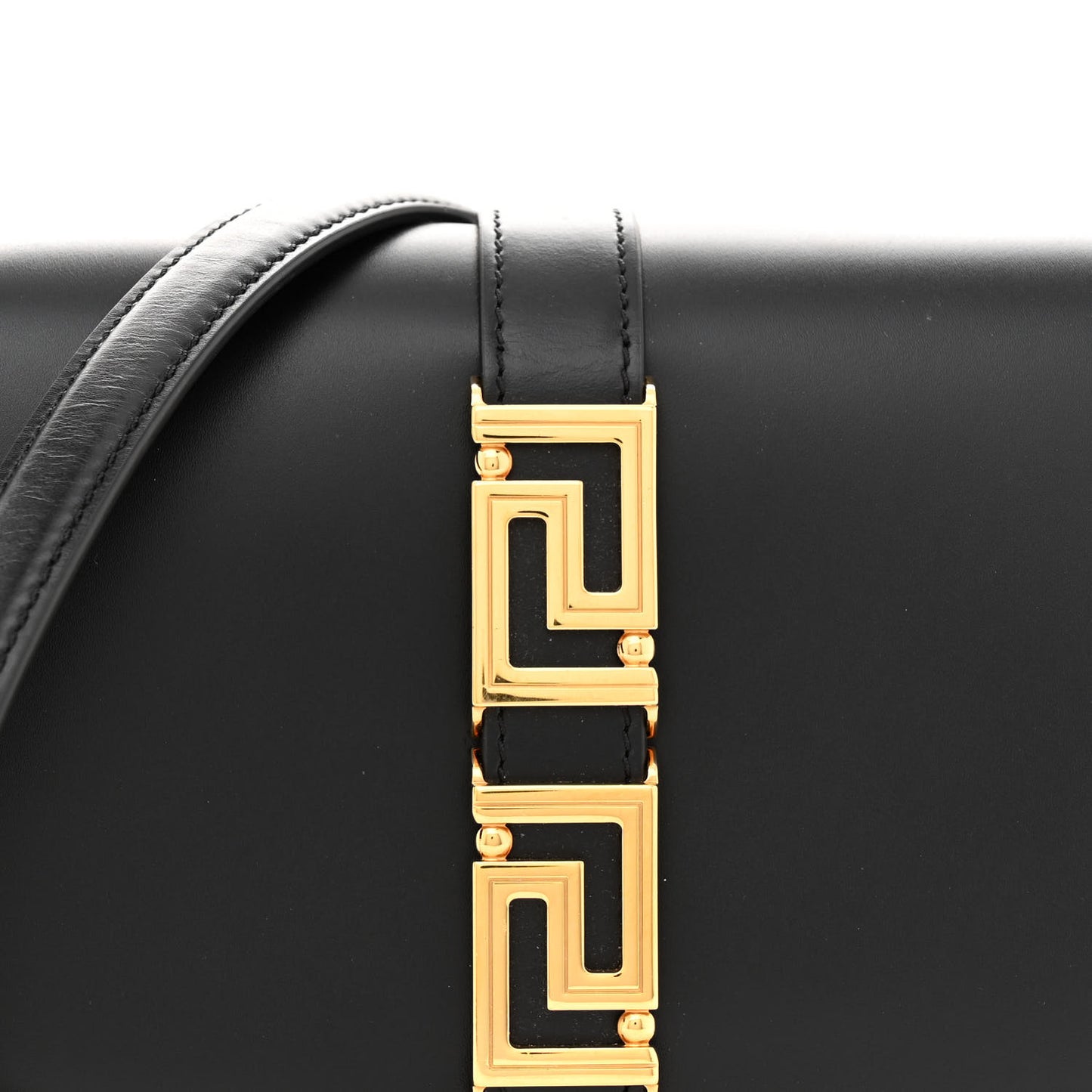 Calfskin Medium Greca Goddess Shoulder Bag Black