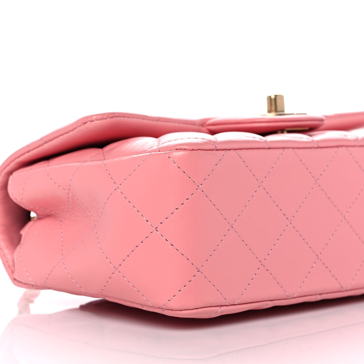 Lambskin Quilted Mini Rectangular Flap Pink