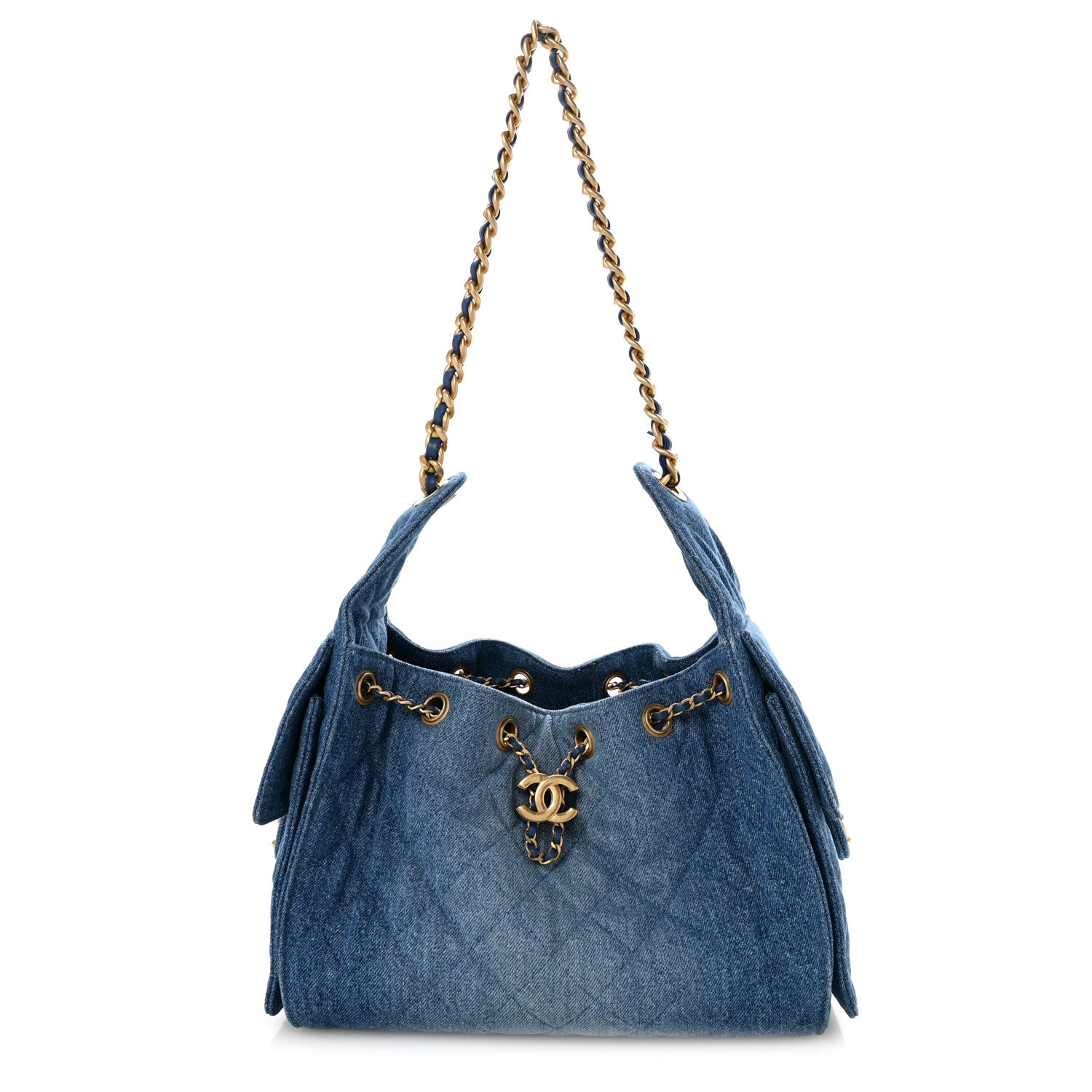 CHANEL デニムブルー キルティングバッグ Chanel Washed Denim Quilted Small Chanel 25 Handbag Blue 1890367