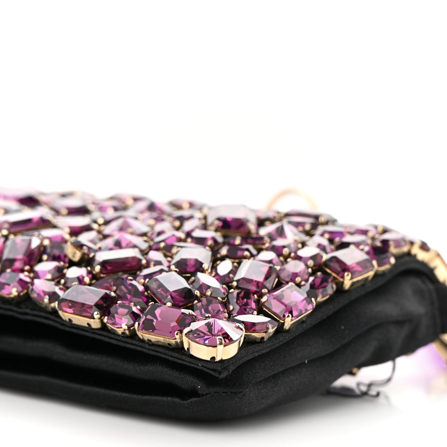 Satin Jeweled Clutch Purple