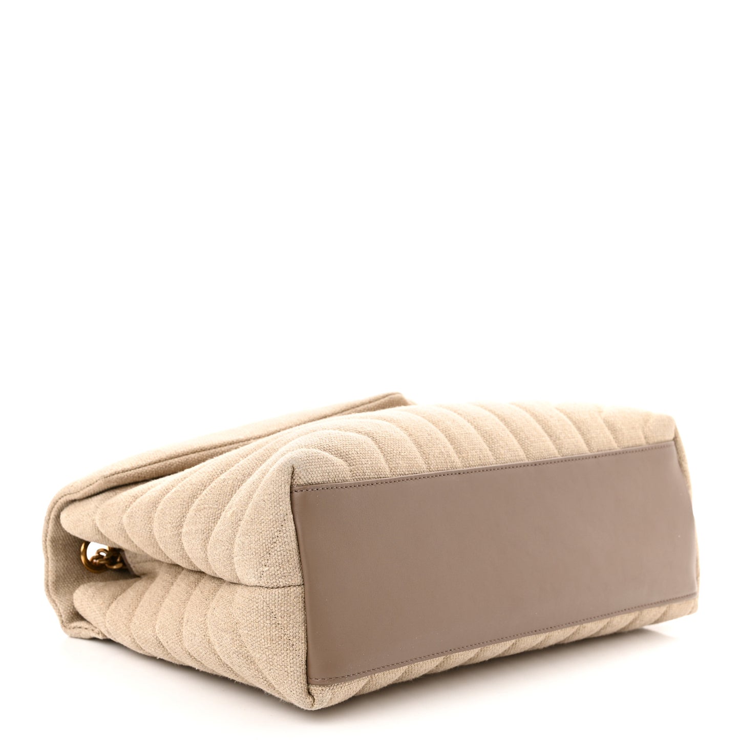 Linen Y Quilted Monogram Medium Loulou Chain Satchel Natural Taupe