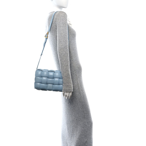 Nappa Maxi Intreccio Padded Cassette Crossbody Bag Ice