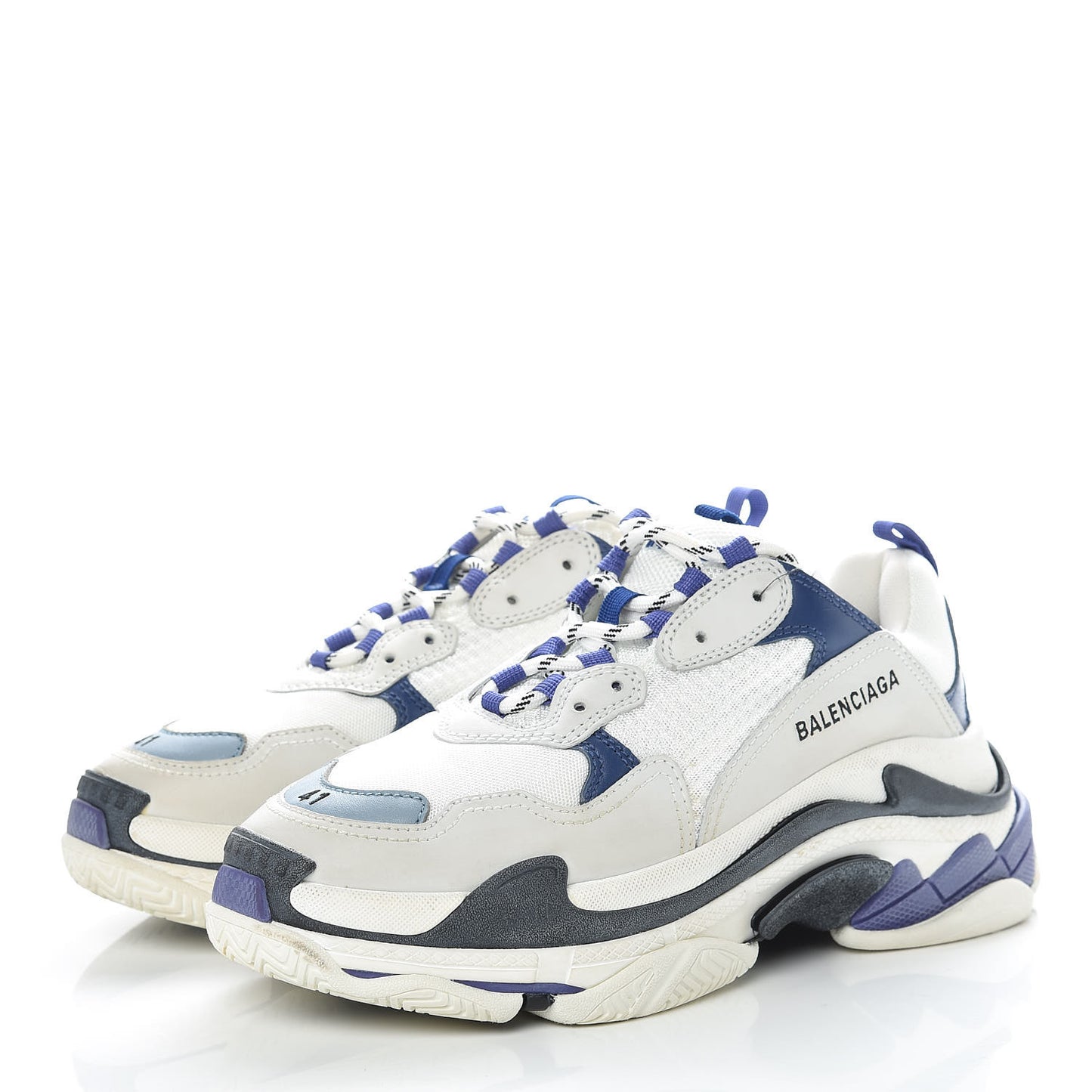 Fabric Mesh Mens Triple S Sneakers 41 White Blue Violet