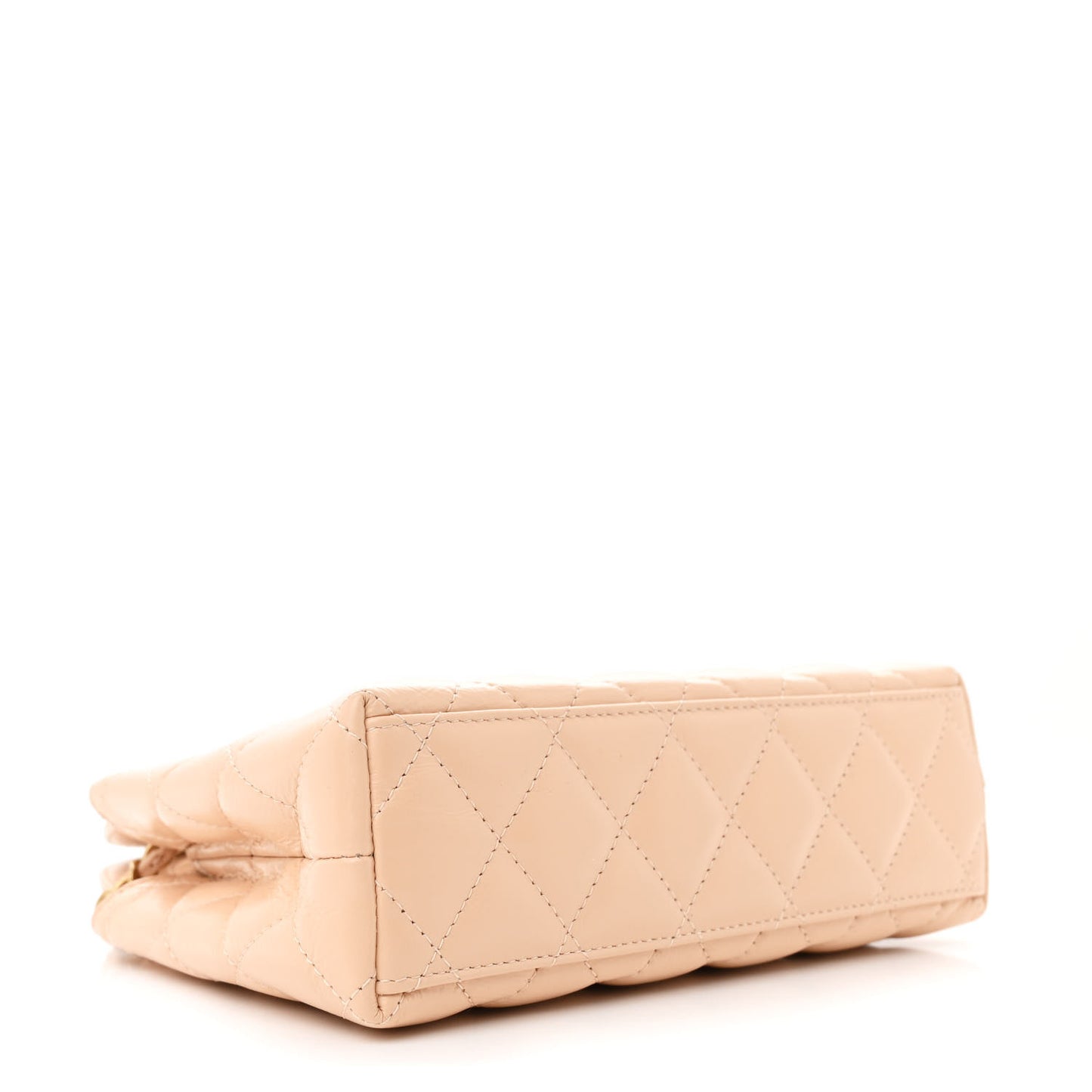 Shiny Aged Calfskin Quilted Nano Kelly Shopper Beige