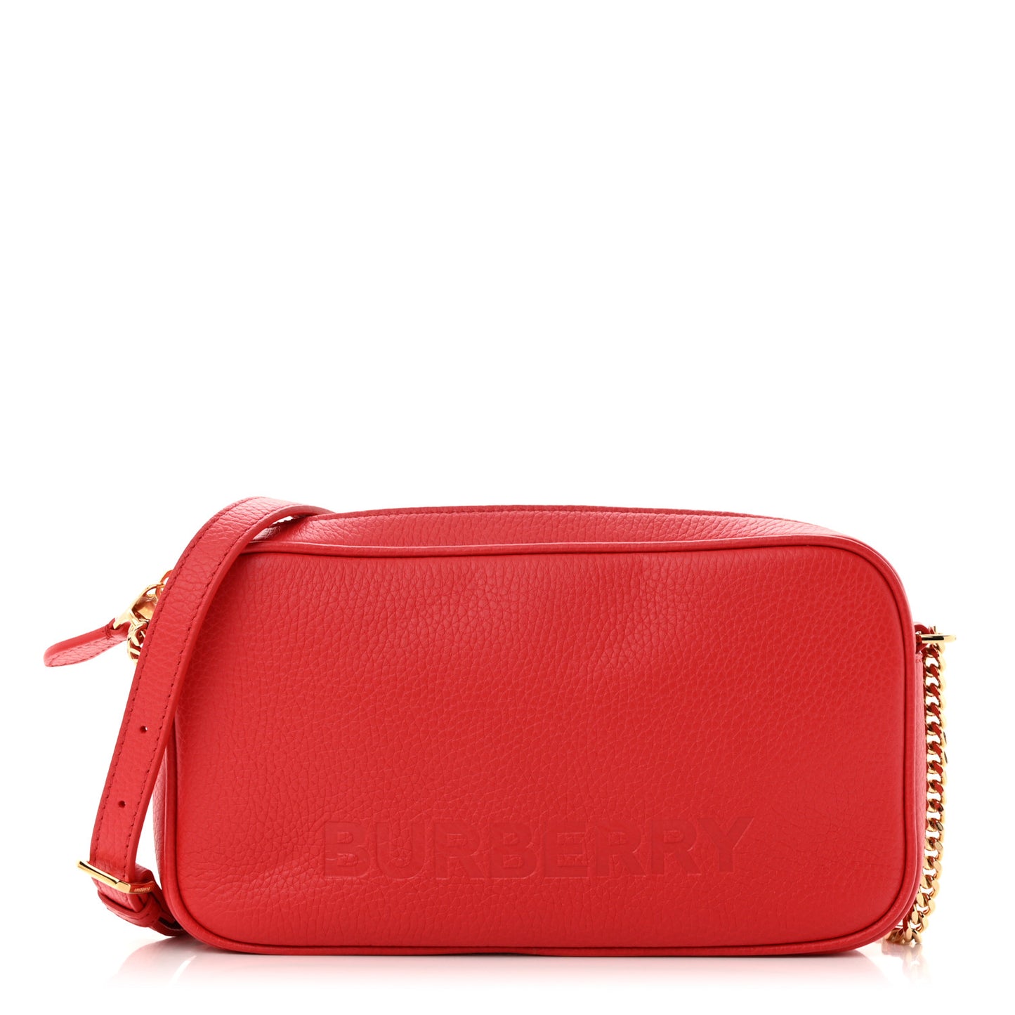 Calfskin Monogram Embossed Small Elongated Camera Bag Red