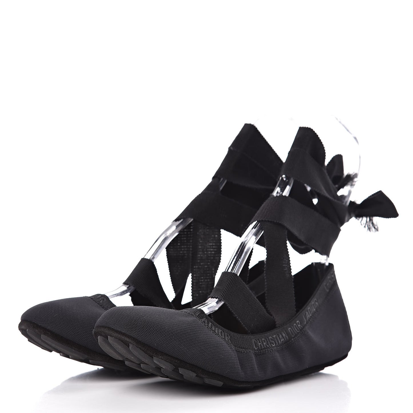 Micro Mesh Academy Lace-Up Ballerina Flats 39 Black