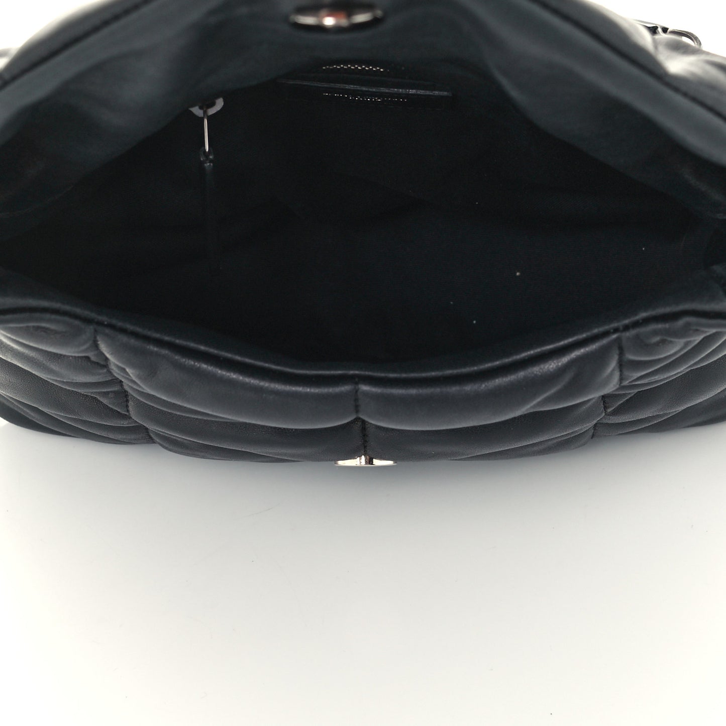 Lambskin Quilted Small Loulou Puffer Monogram Chain Satchel Black