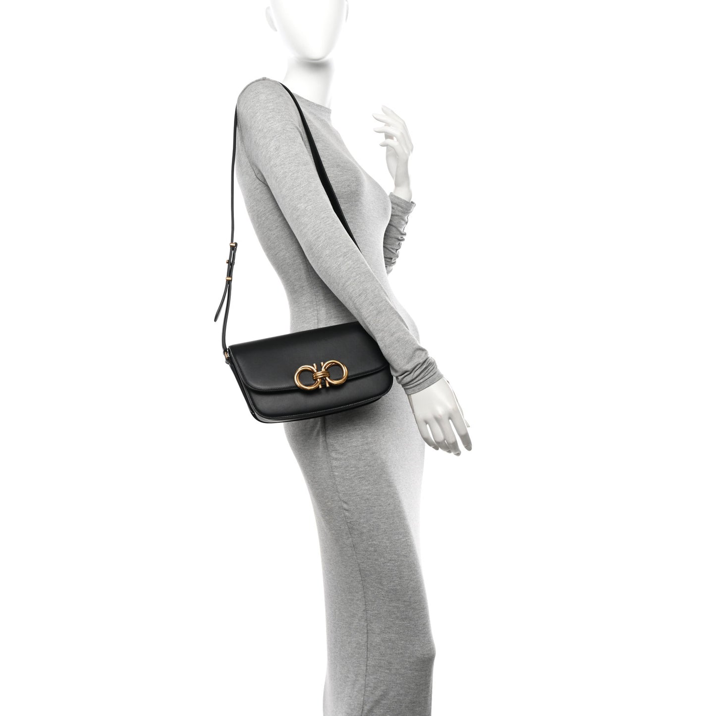 Calfskin Small Trapezio Crossbody Black