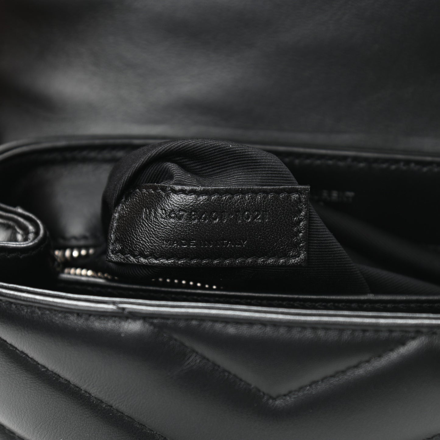 Calfskin Y Quilted Monogram Toy Loulou Crossbody Bag Black