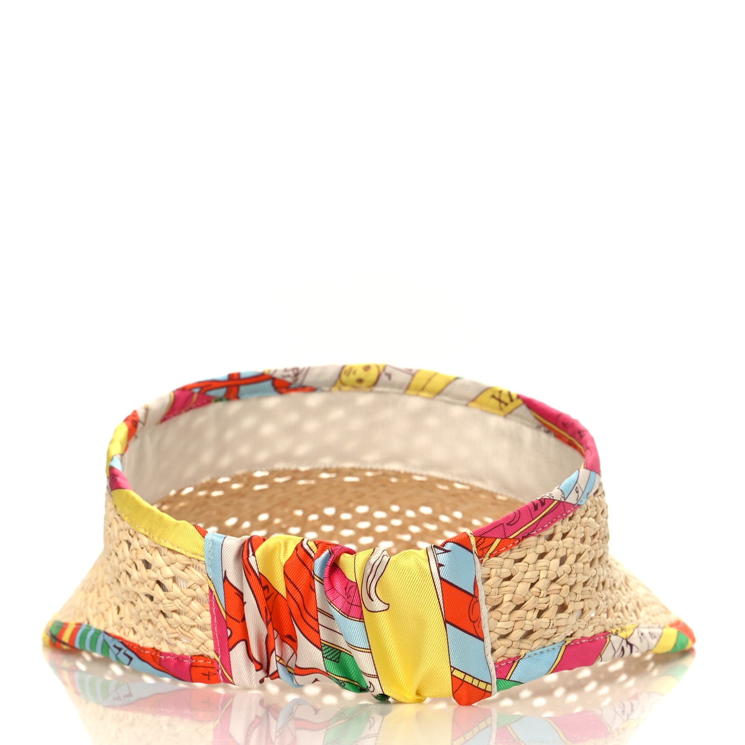 Hermes Panama Straw Woven Silk Astrologie Nouvelle Emilie Visor M Natural Amazone Pop 3 of 7