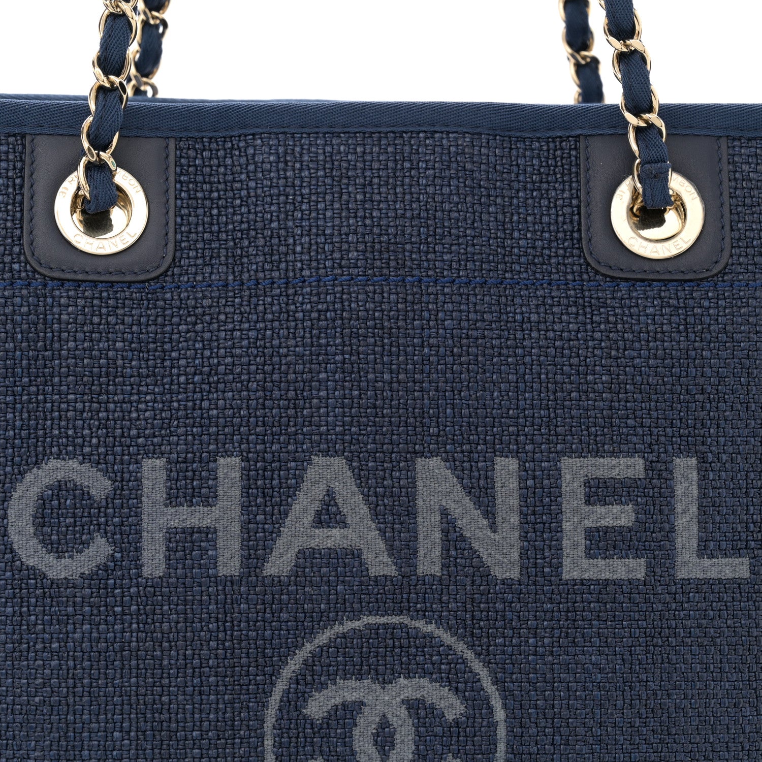 Chanel Woven Straw Raffia Small Deauville Tote Blue 8 of 10