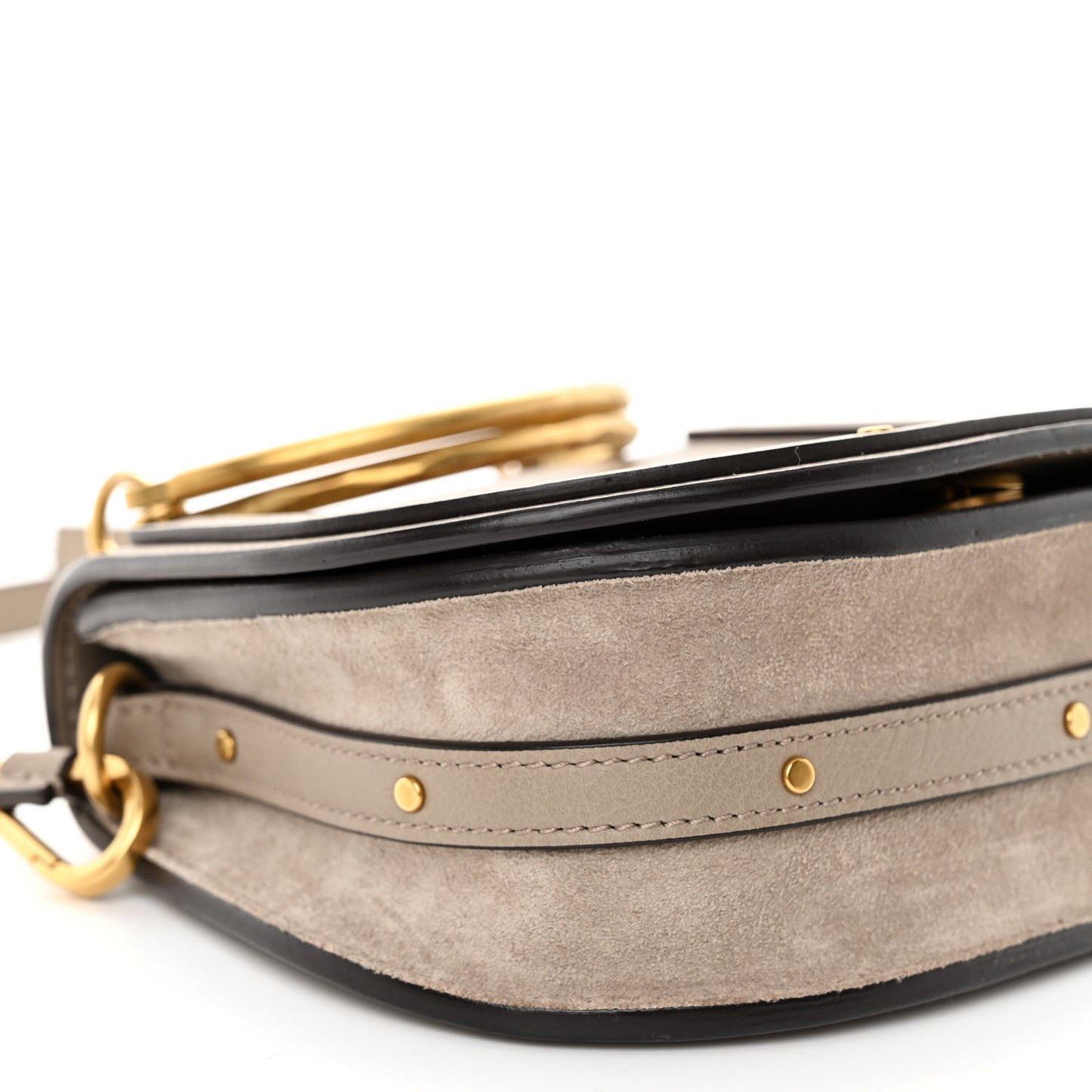Calfskin Suede Small Nile Bracelet Bag Motty Grey