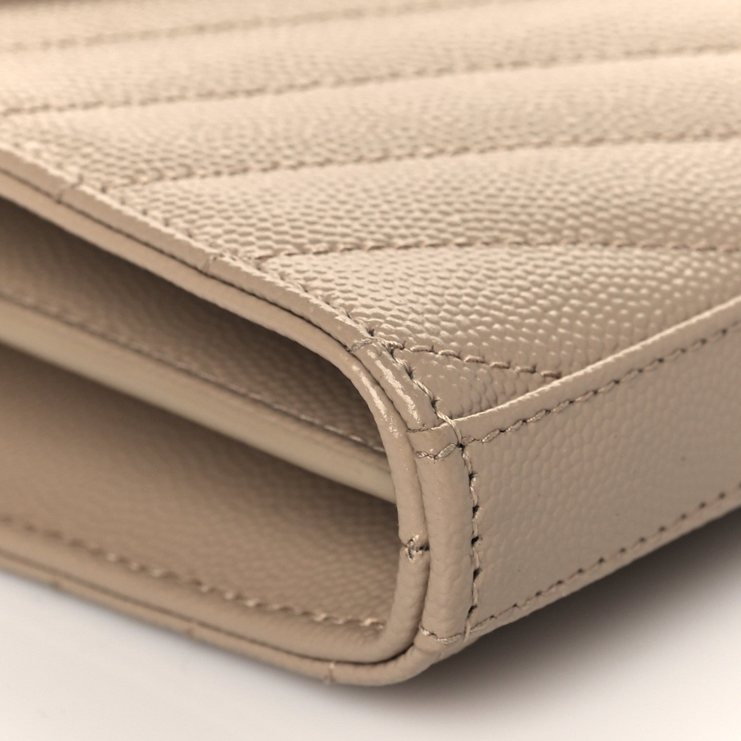 Saint Laurent Grain De Poudre Matelasse Chevron Monogram Chain Wallet Nude Powder 8 of 9