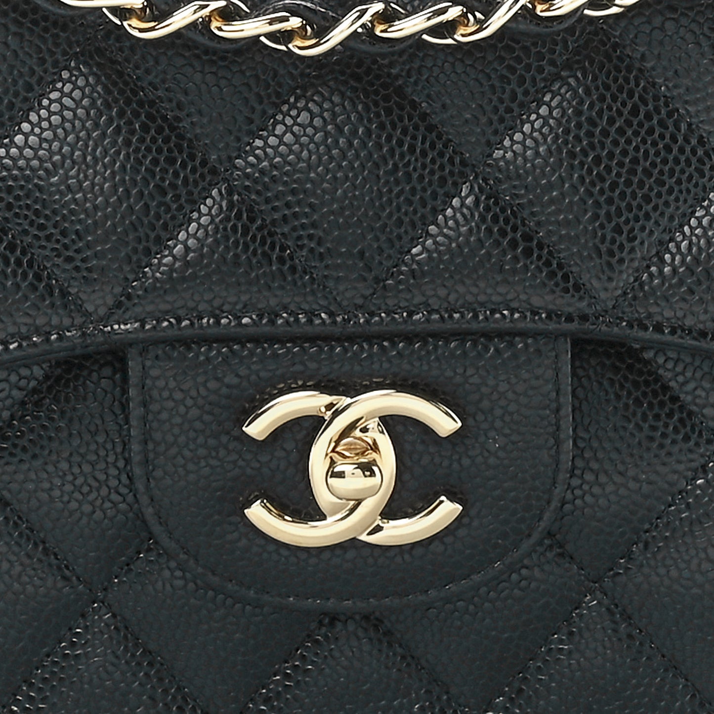 Caviar Quilted Jumbo Double Flap Black