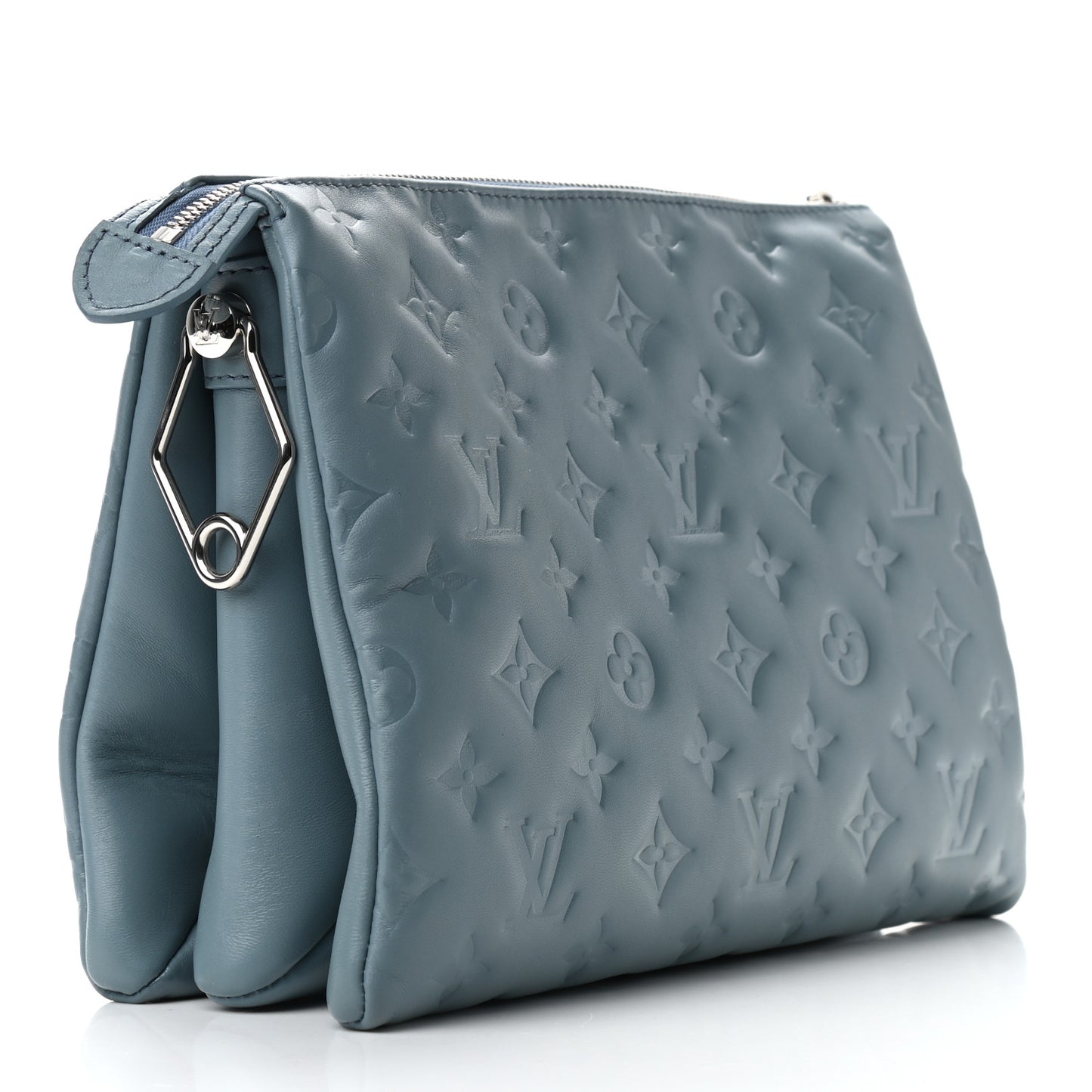 Lambskin Embossed Monogram Coussin PM Blue Glacier