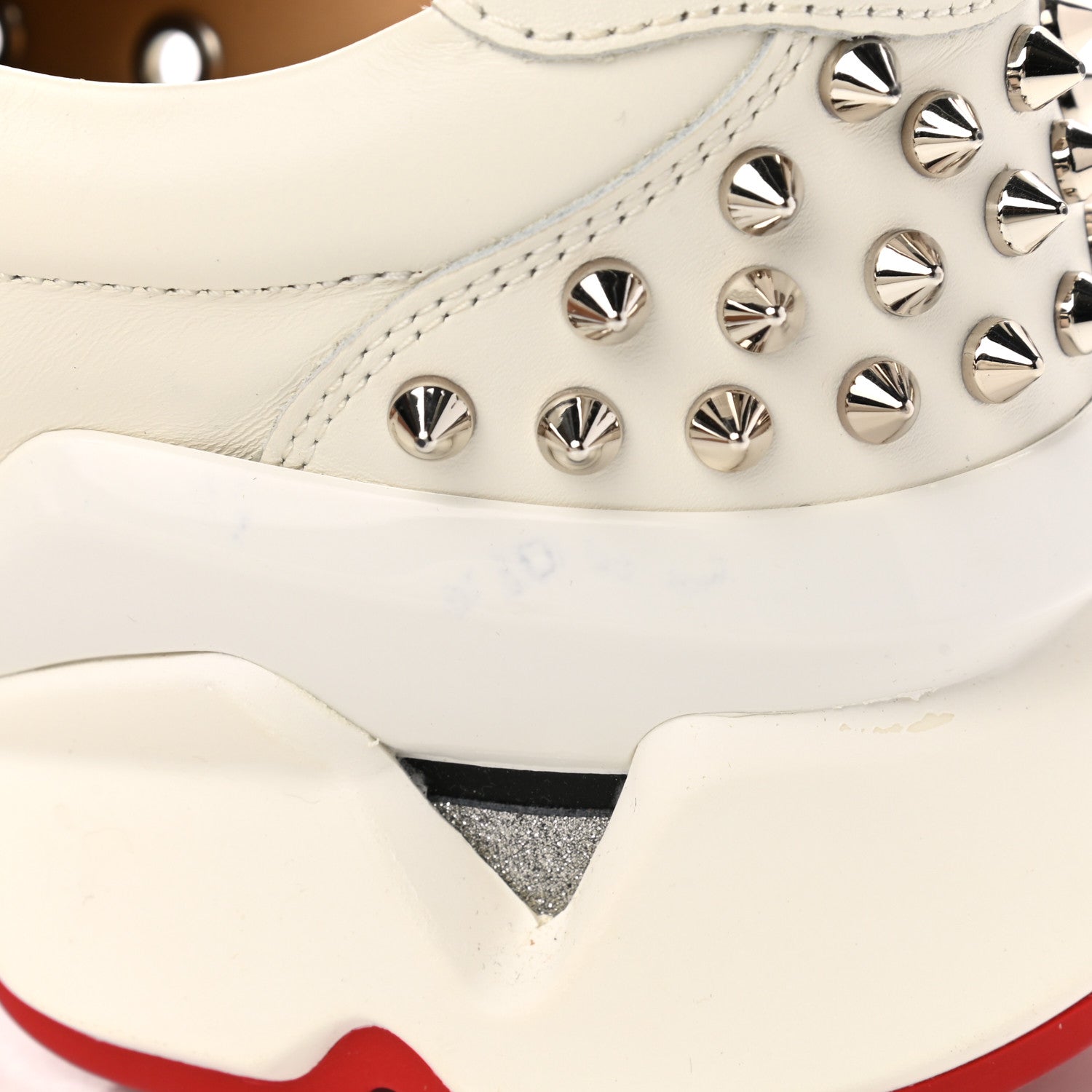 Christian Louboutin Calfskin Spike VRS 2018 Sneakers 37.5 Snow Silver 9 of 11