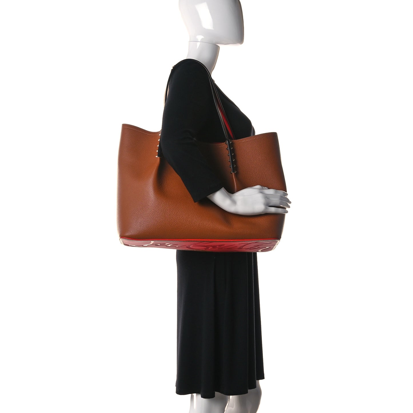 Calfskin Large Cabarock Spikes Tote Coconut