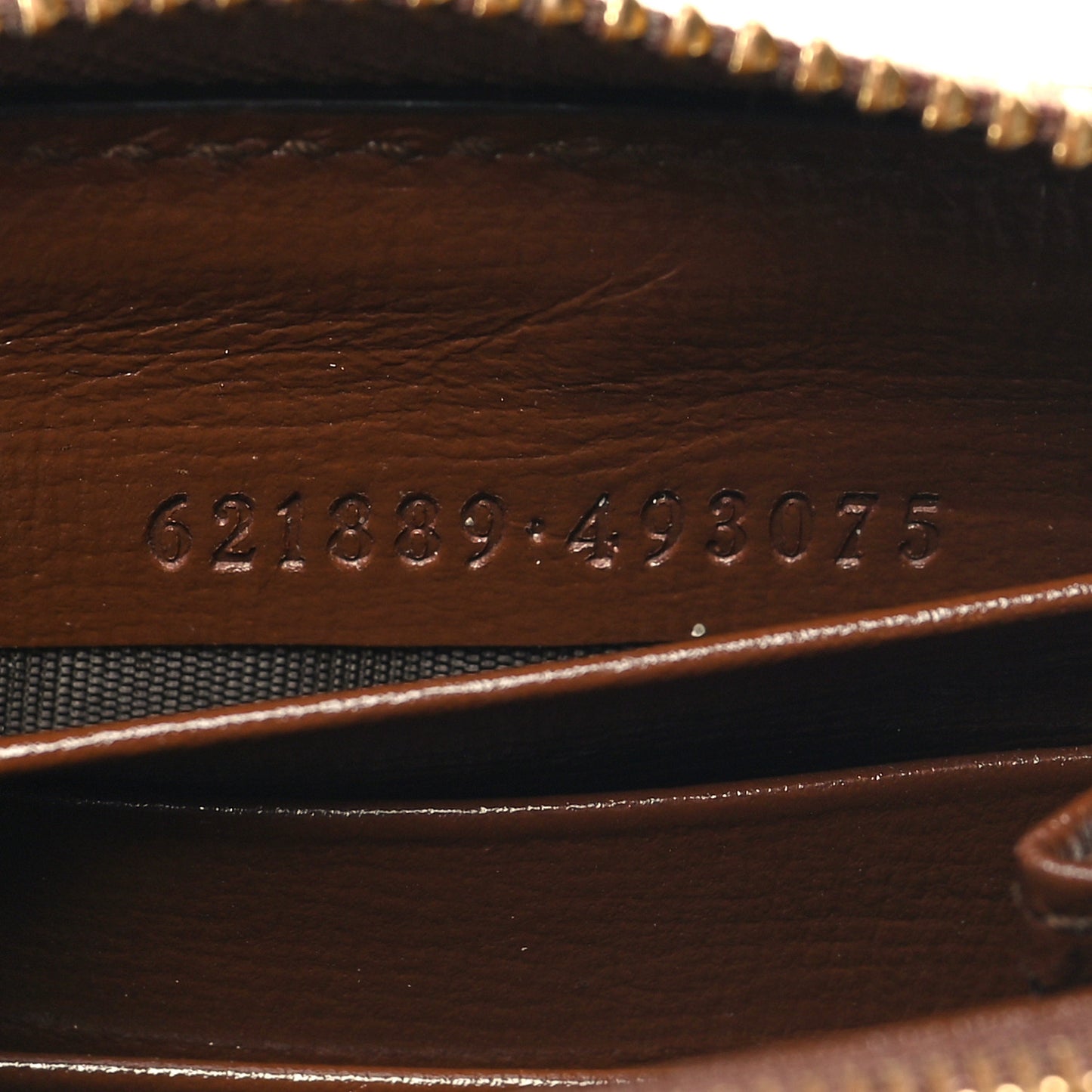 GG Supreme Monogram Azalea Calfskin Horsebit 1955 Zip Around Wallet Beige Ebony Brown Sugar