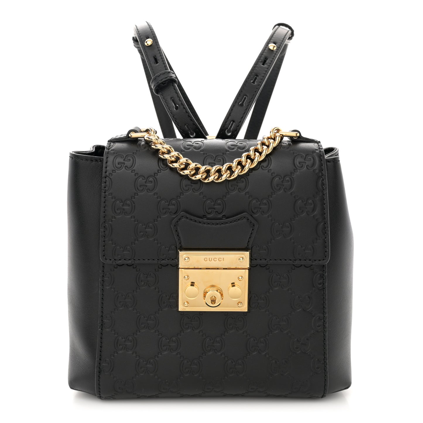 Guccissima Signature Padlock Backpack Black
