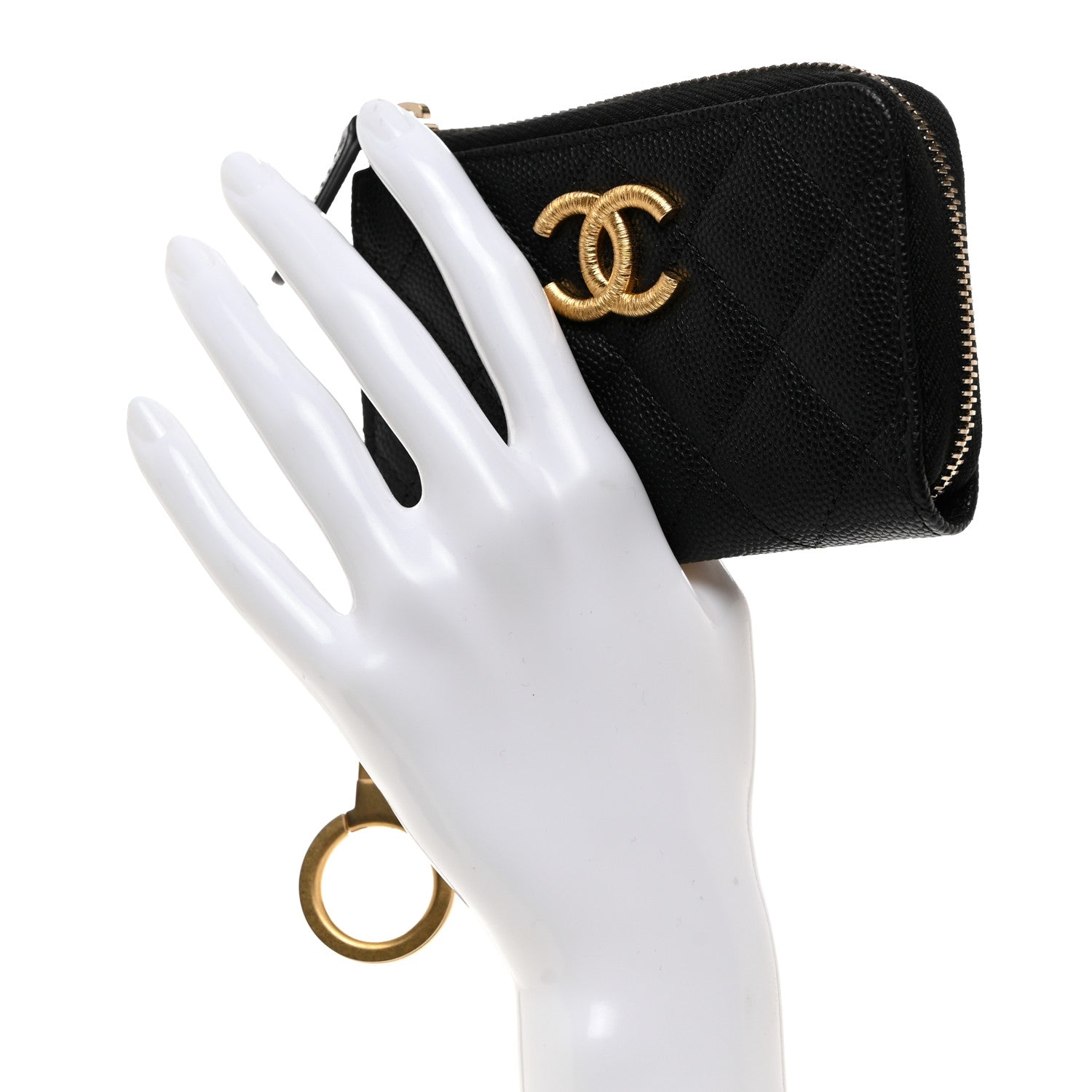Chanel Caviar Quilted Zipped Key Holder Case Black 2 of 8