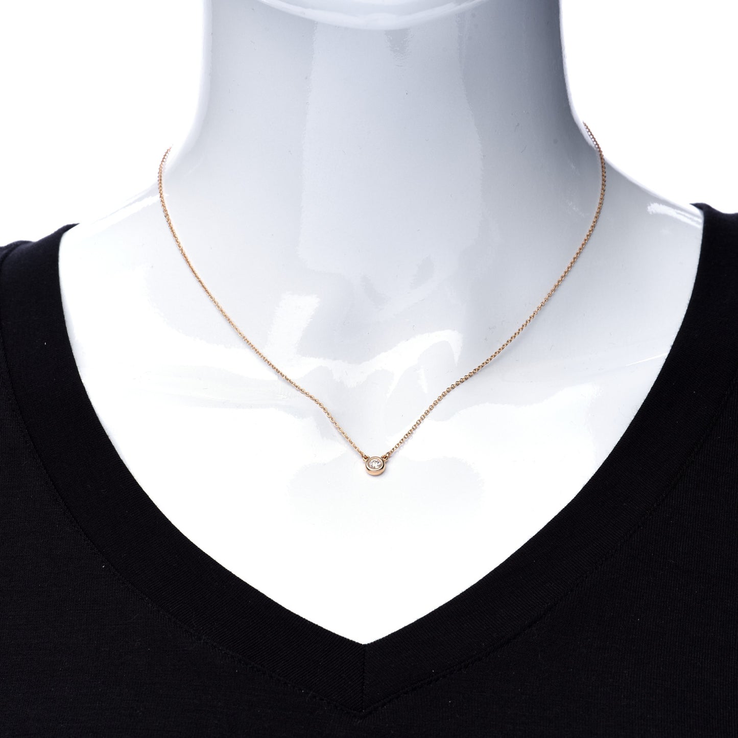18K Rose Gold Diamond .10ct Elsa Peretti Diamonds by the Yard Pendant Necklace