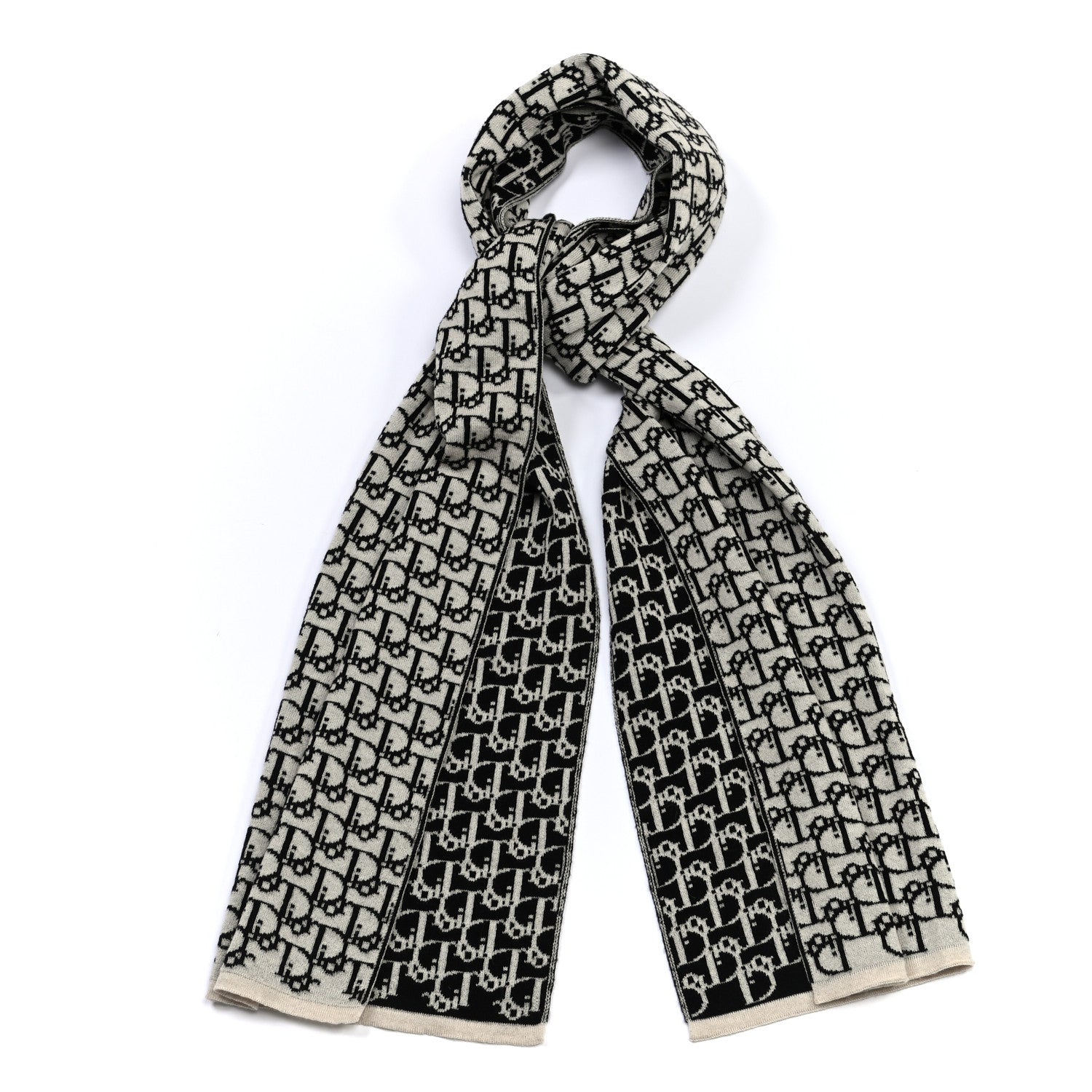 Christian Dior Wool Diorissimo Scarf Black White 854547 – FASHIONPHILE