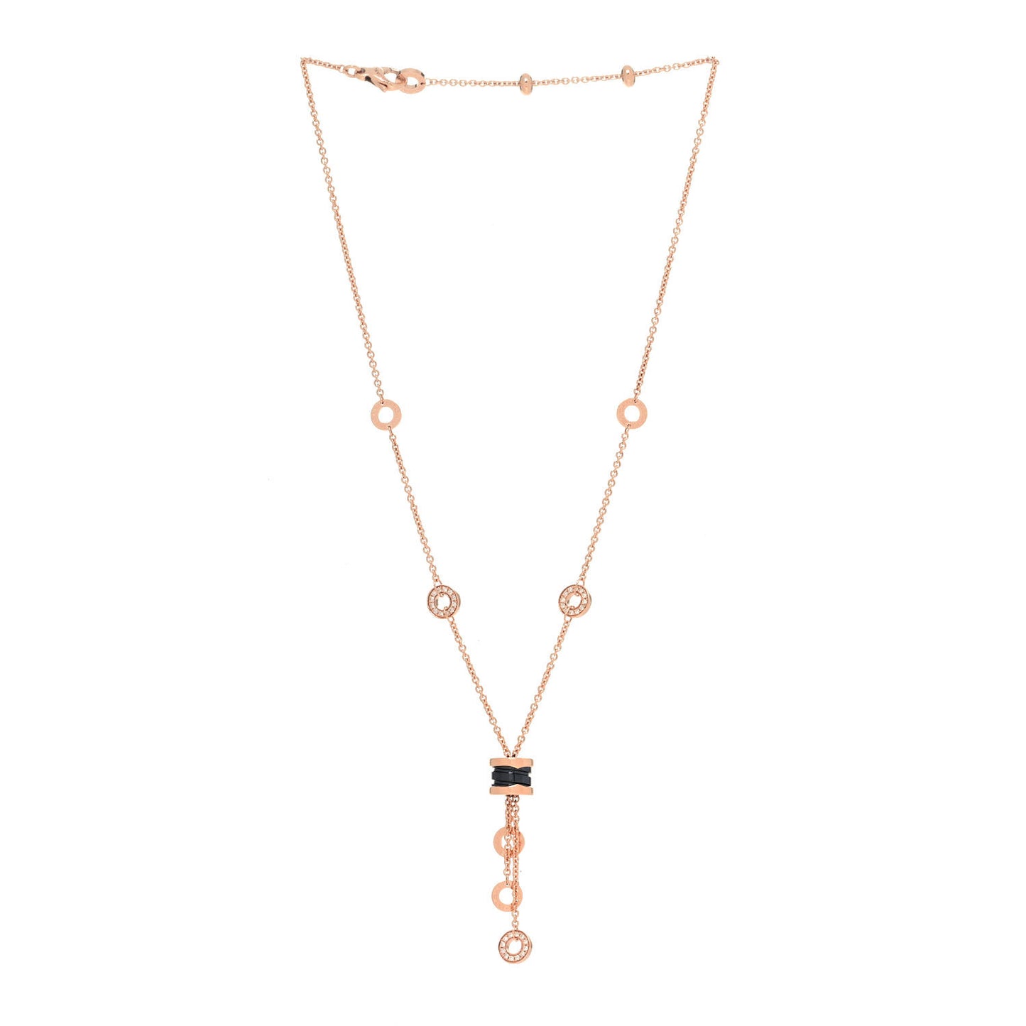 18K Rose Gold Diamond Black Ceramic B.Zero1 Necklace