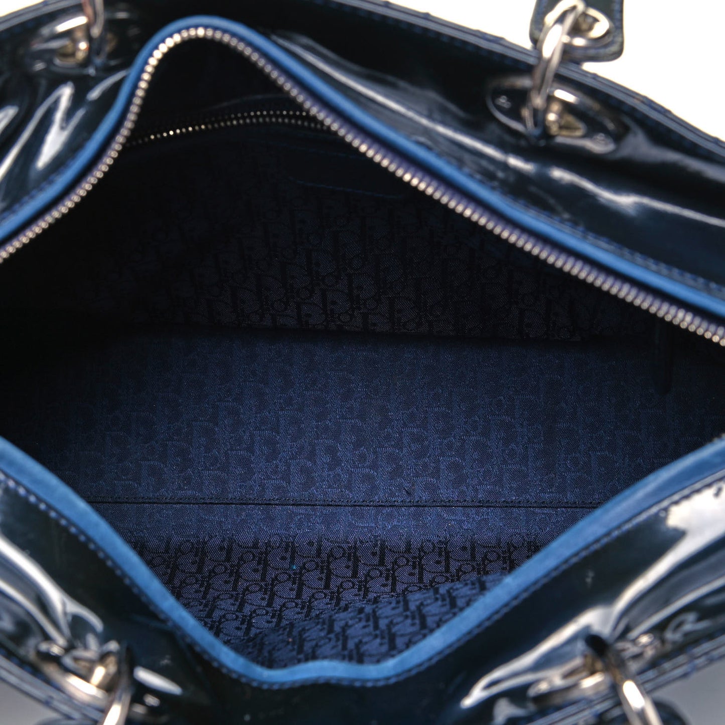 Patent Cannage Large Lady Dior Navy Blue