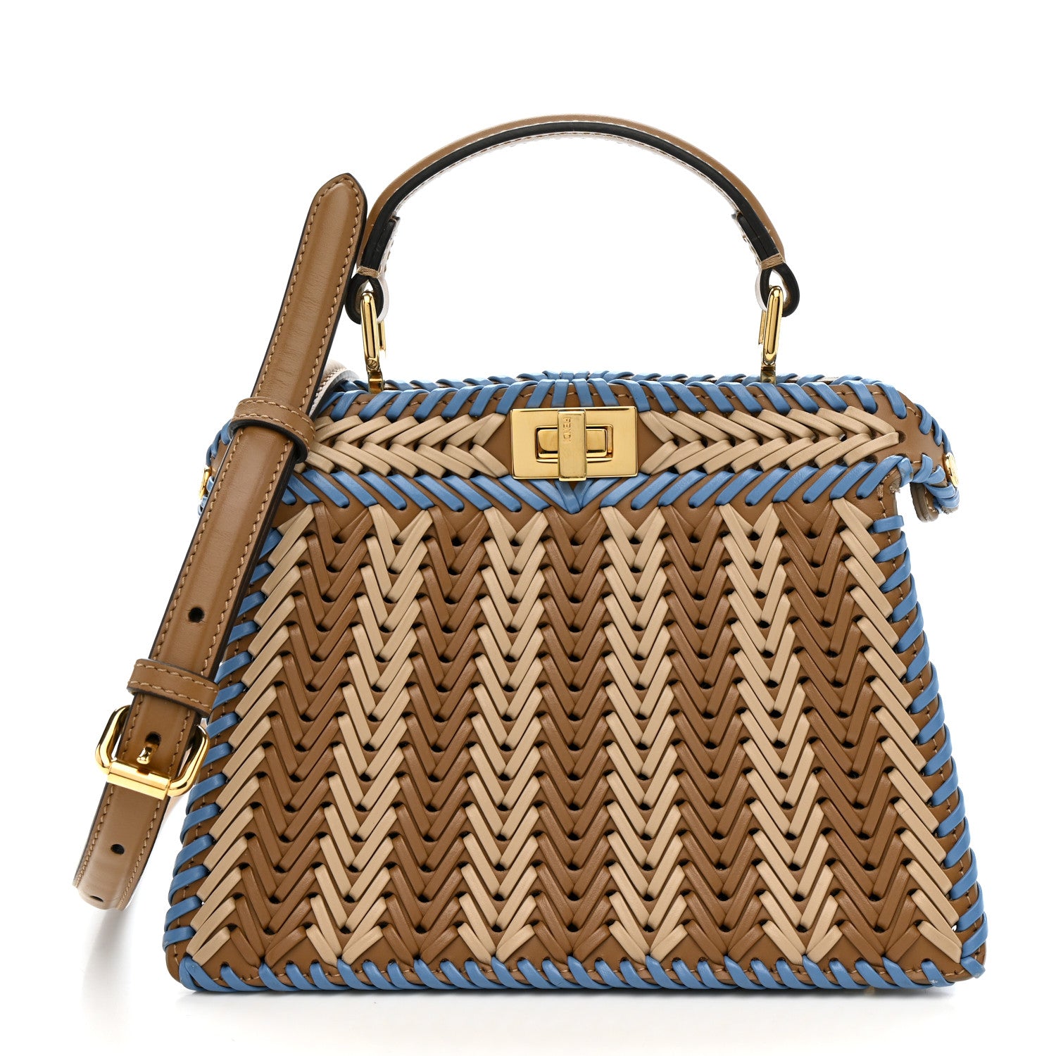 Fendi Vitello King Shiny Nappa Intreccio Petite Peekaboo I SEE U