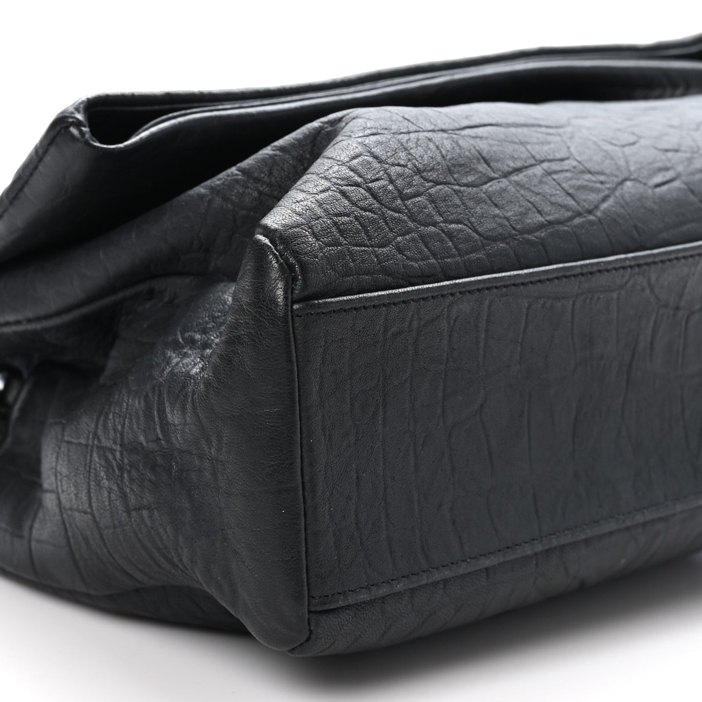 Calfskin Crocodile Embossed Medium West Hollywood Monogram Fold-Over Grey