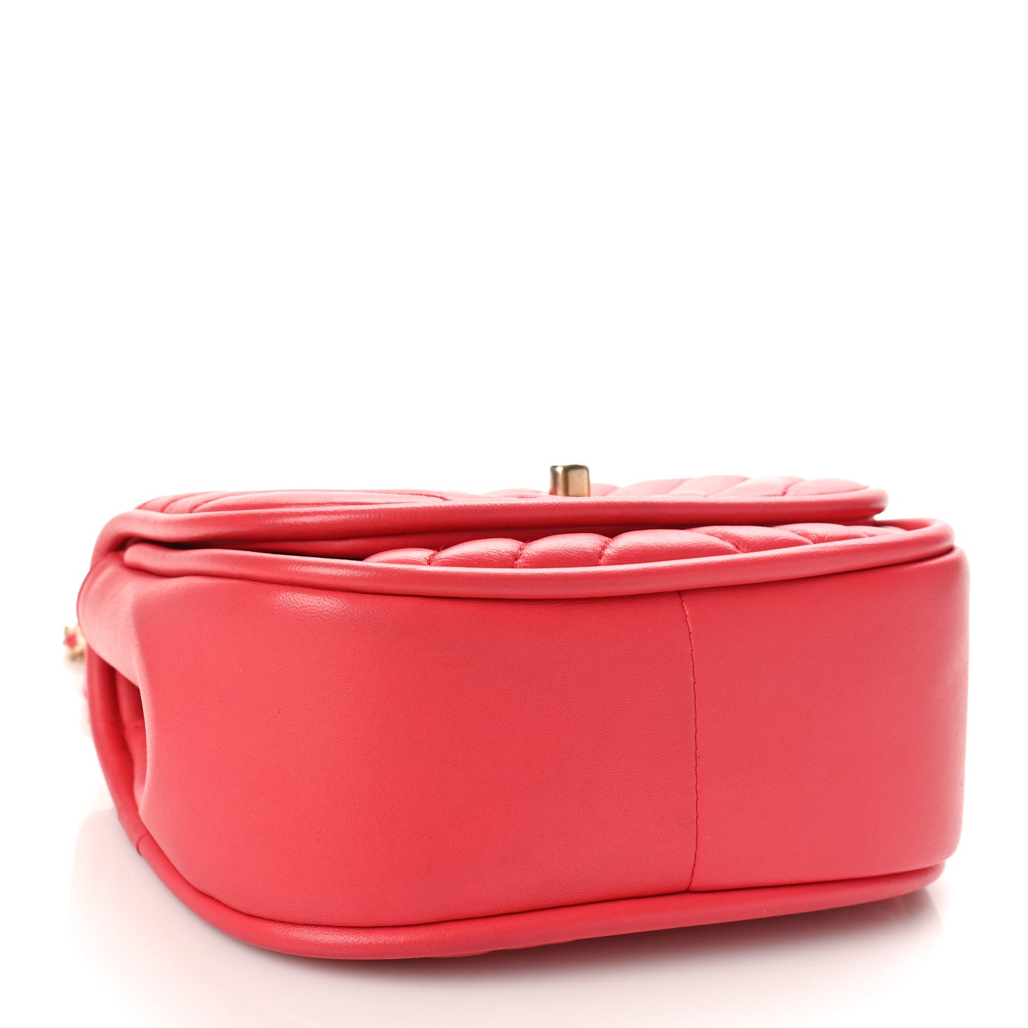 Chanel Lambskin Reverse Chevron Quilted Mini Round Top Handle Flap Bright Pink 4 of 9