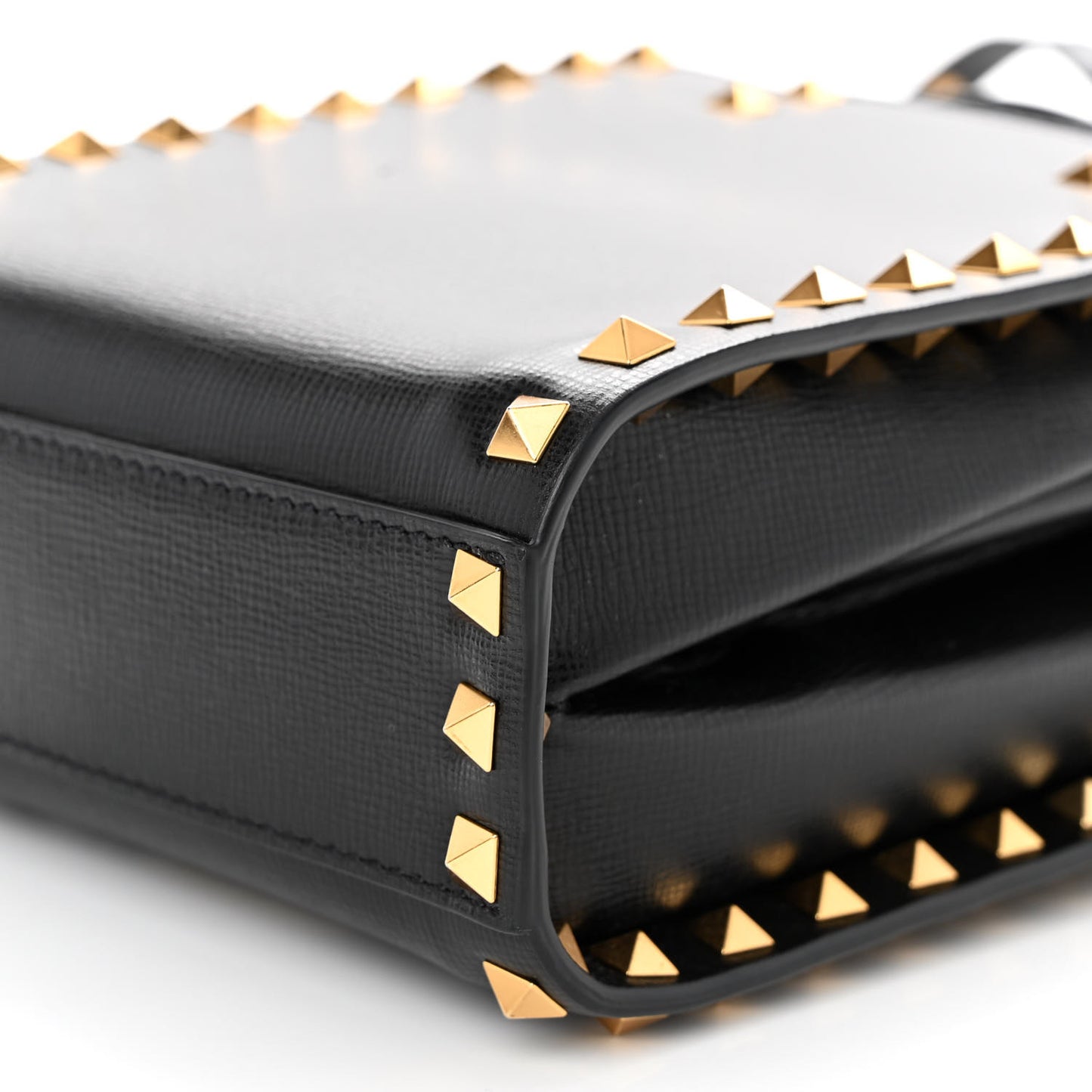 Grainy Calfskin Mini Rockstud Alcove Tote Black