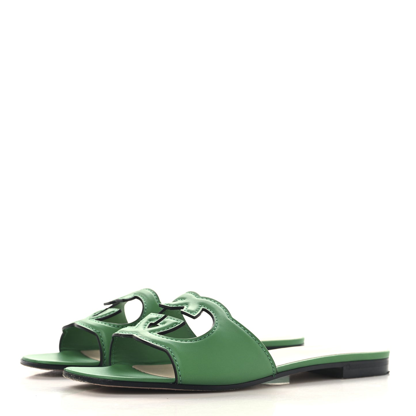 Cosmos Softy Calfskin Interlocking G Cut Out Slide Sandals 41.5 New Shamarock