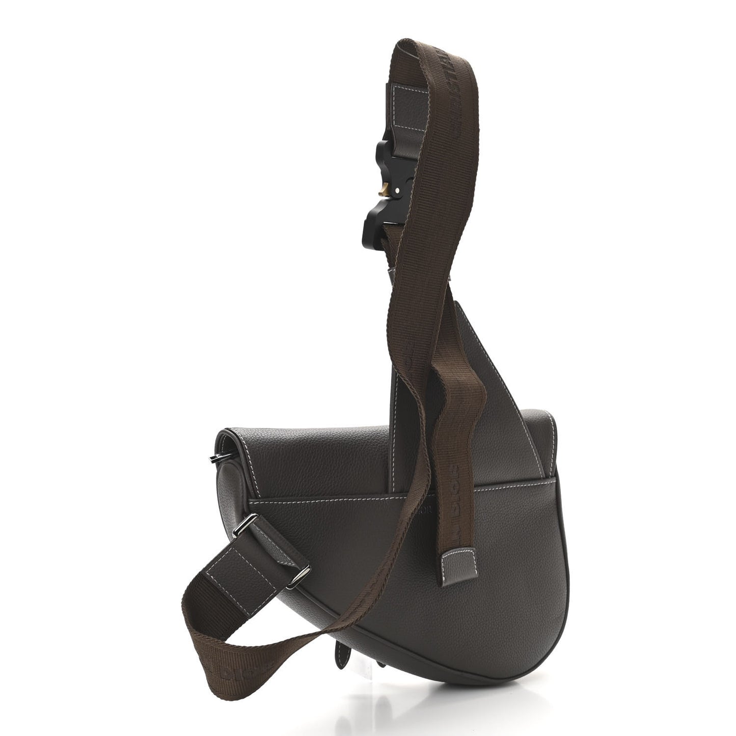 Grained Calfskin Mens Saddle Bag Ebony