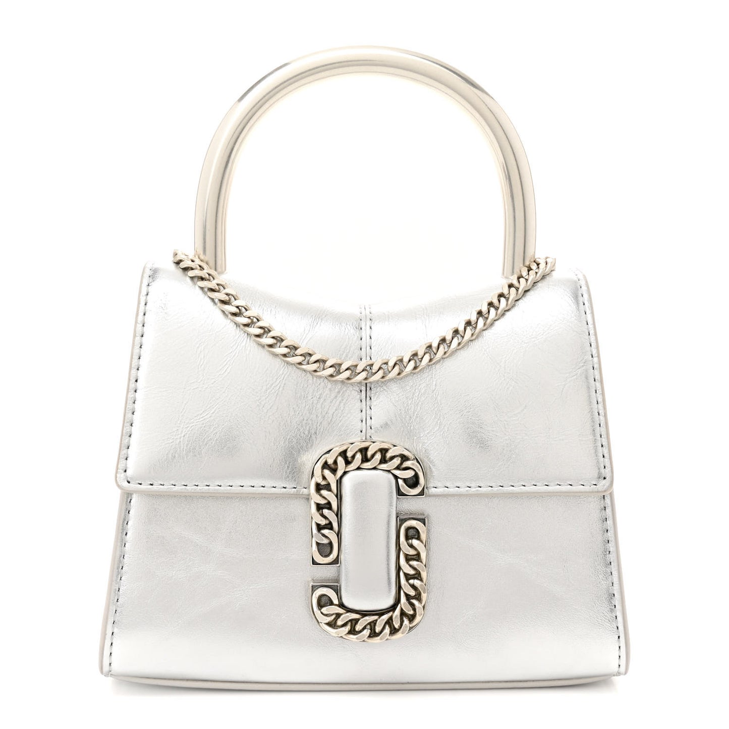Calfskin The Metallic St. Marc Mini Top Handle Bag Silver