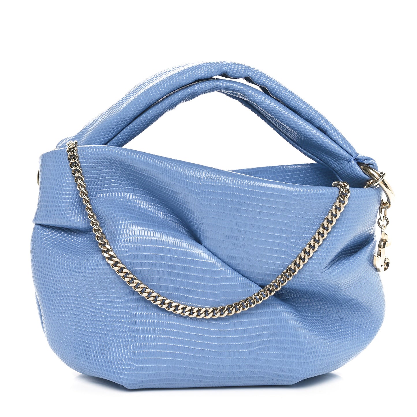 Calfskin Lizard Embossed Bonny Shoulder Bag Blue