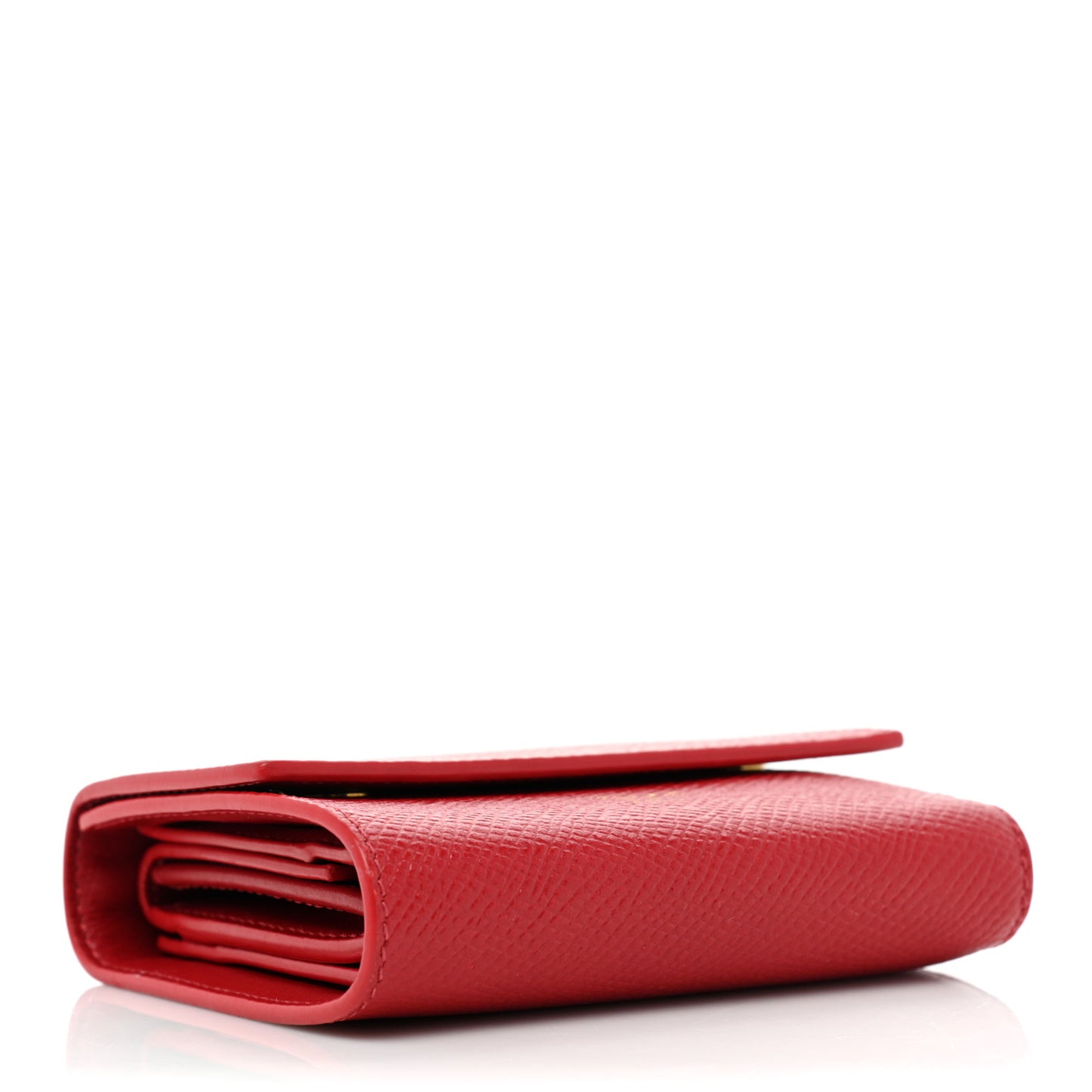 Grained Calfskin Small Multifunction Folded Wallet Red