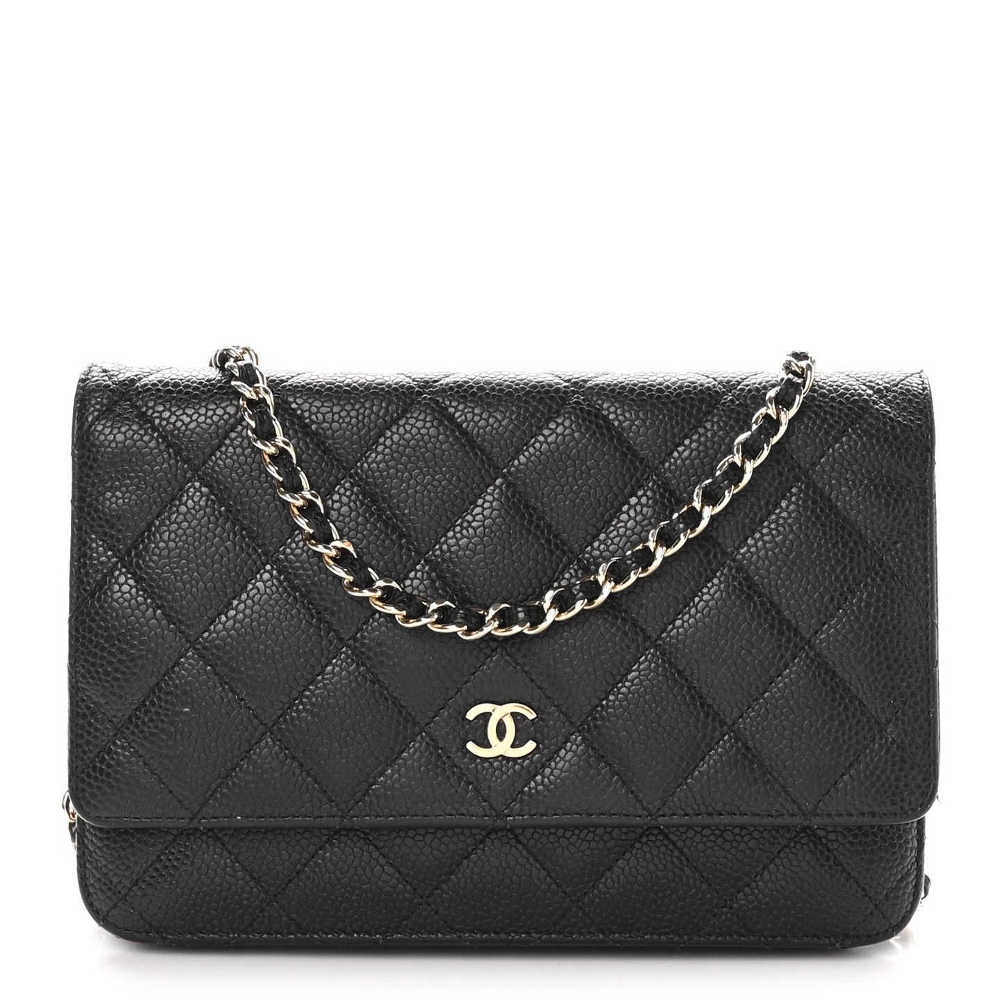 Caviar Quilted Wallet on Chain WOC Black
