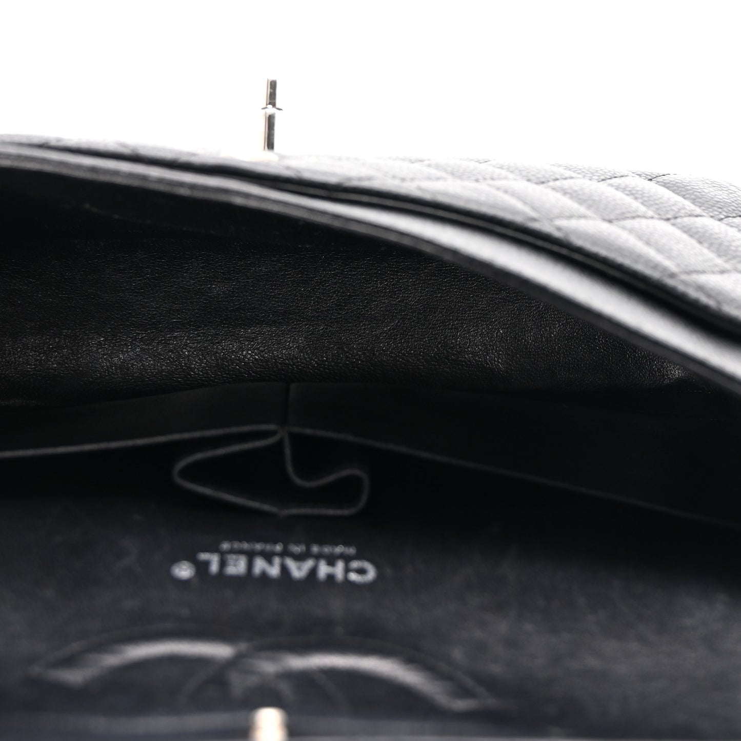 Caviar Quilted Medium Double Flap Black