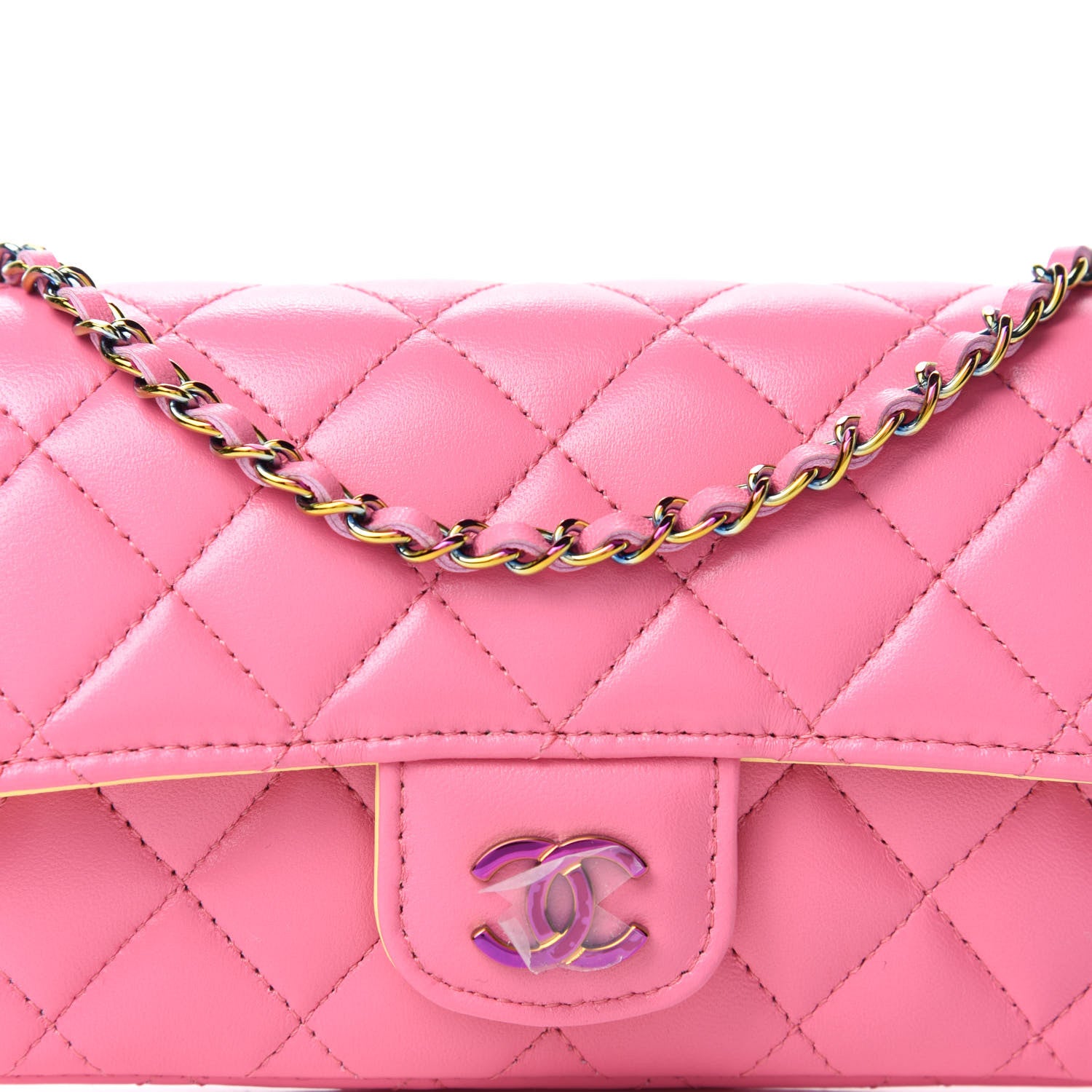 Chanel Lambskin Quilted Glasses Case With Chain Pink Yellow 11 of 12